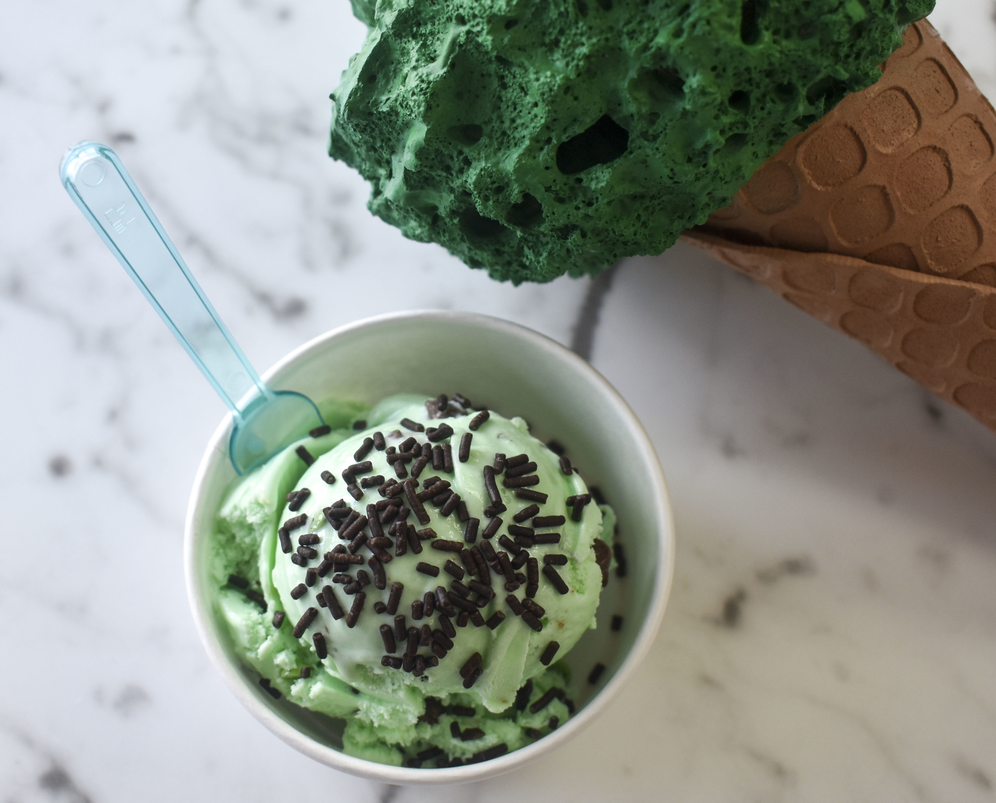Mint Chocolate Chip ice cream is one of the many homemade flavors offered by Siesta Key Creamery.