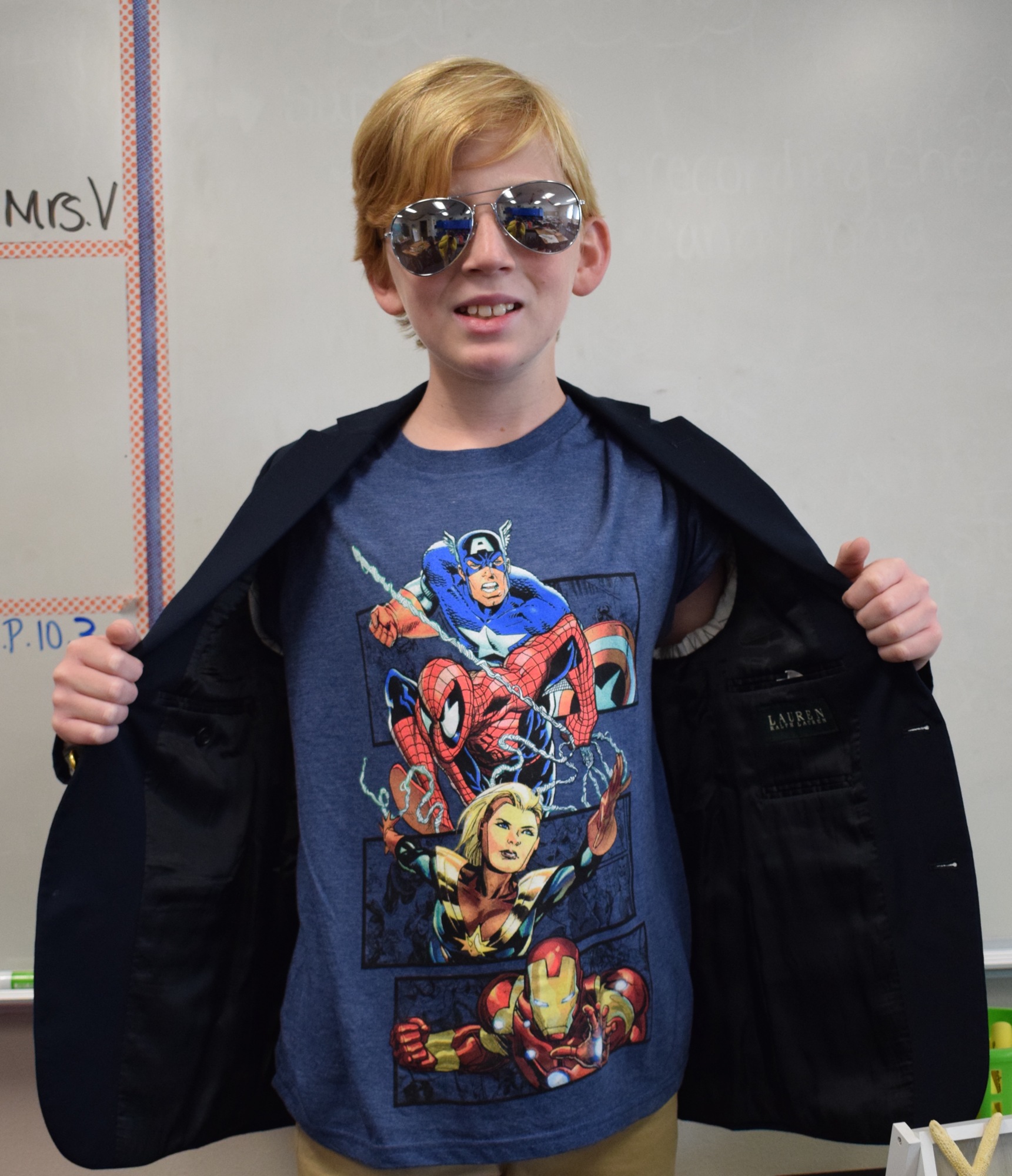Logan Traeger dressed as Stan Lee because of his love for the superheroes Lee created.