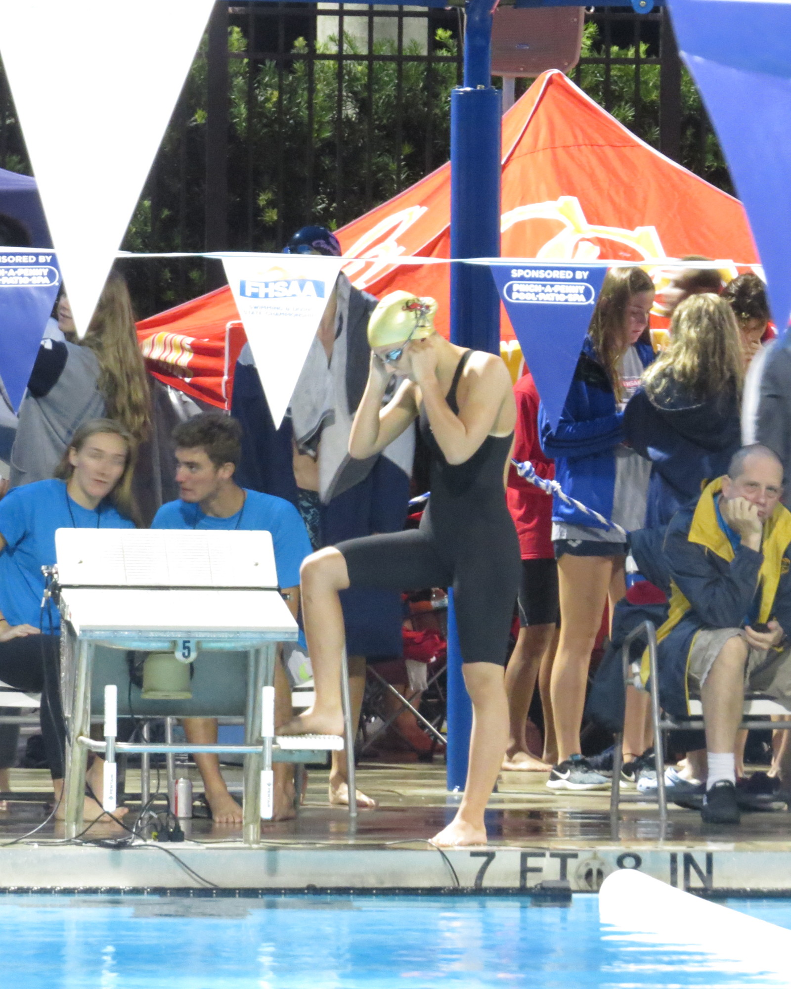 Michaela Mattes takes the diving board at the state meet. Photo courtesy Monica Mattes.