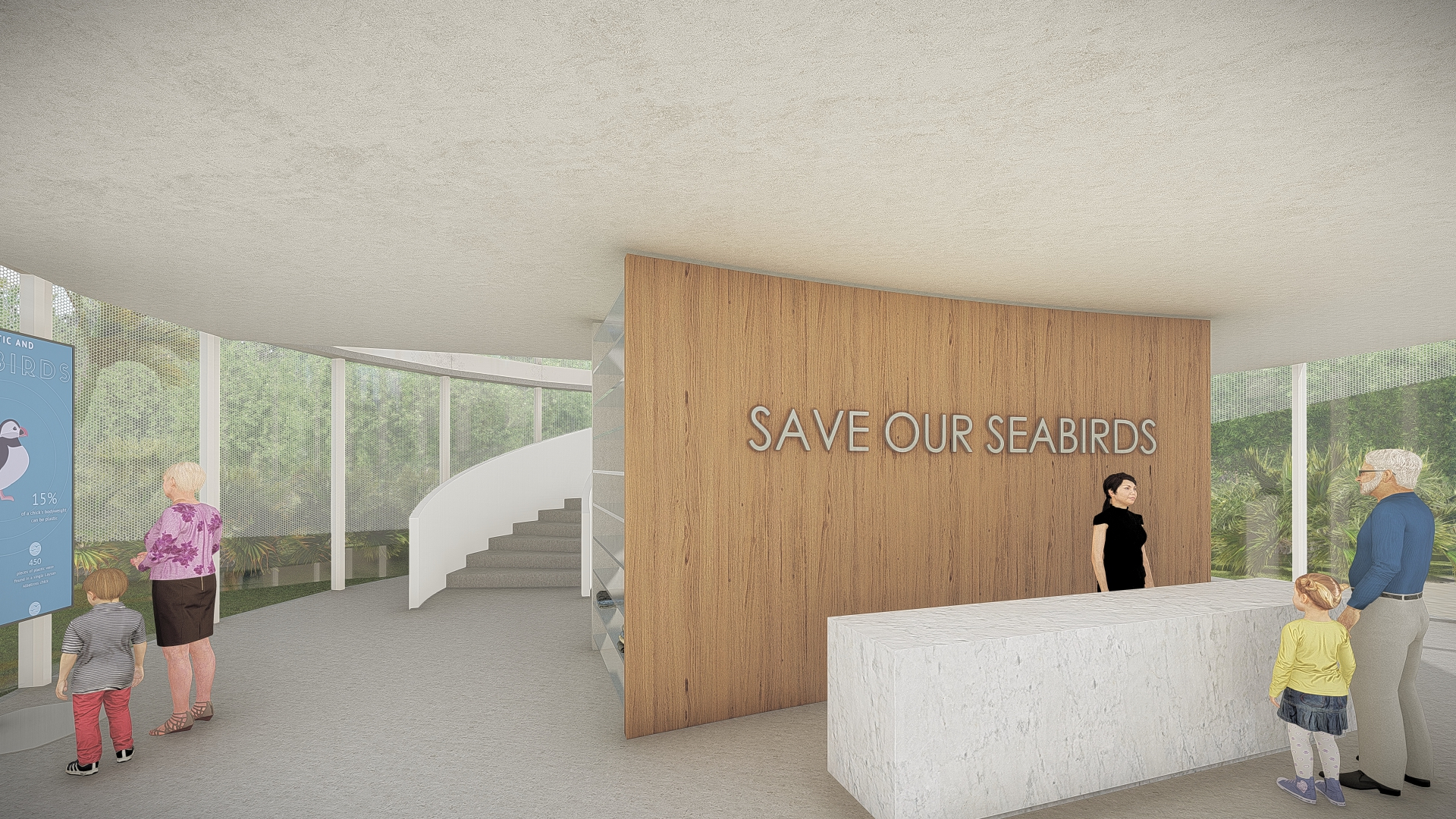 Artist rendering of the lobby space. Photo courtesy of Save Our Seabirds.