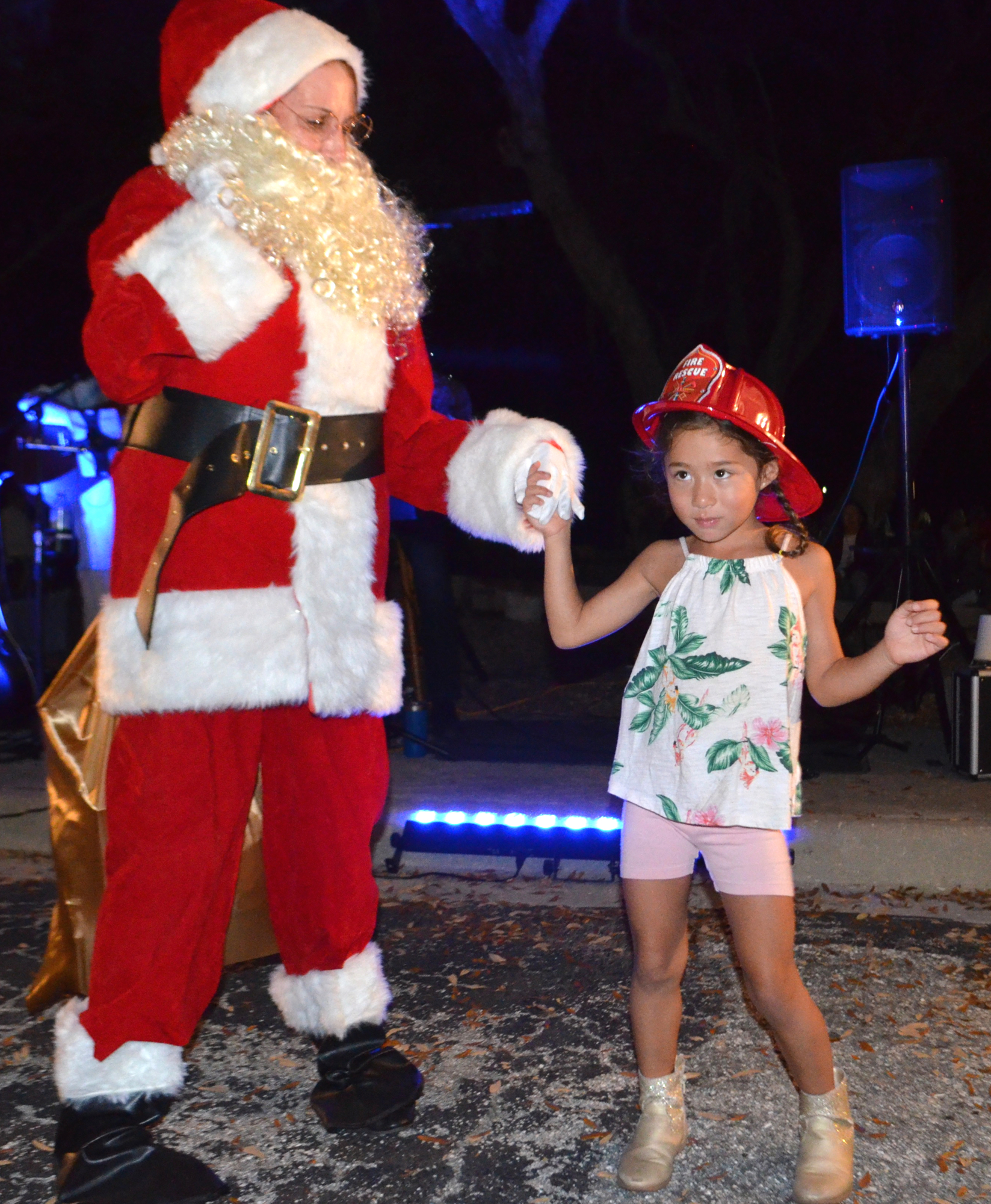 Sloane Hardy, 4, got the first dance with Santa on Saturday night. Sloane, of Carlsbad, Calif., was visiting relatives over the Thanksgiving holiday.
