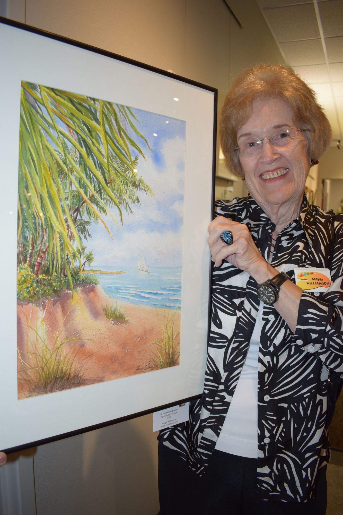 Creekside's Marg Williamson started painting after she retired in 1998. She said the ComCenter is a good showcase for her work.