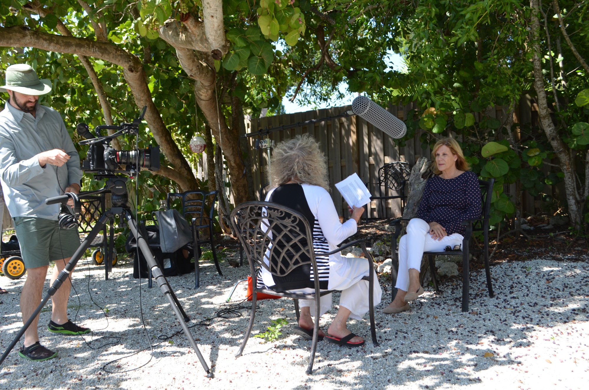 Manatee County Commissioner Carol Whitmore is interviewed for a film on the oyster industry.
