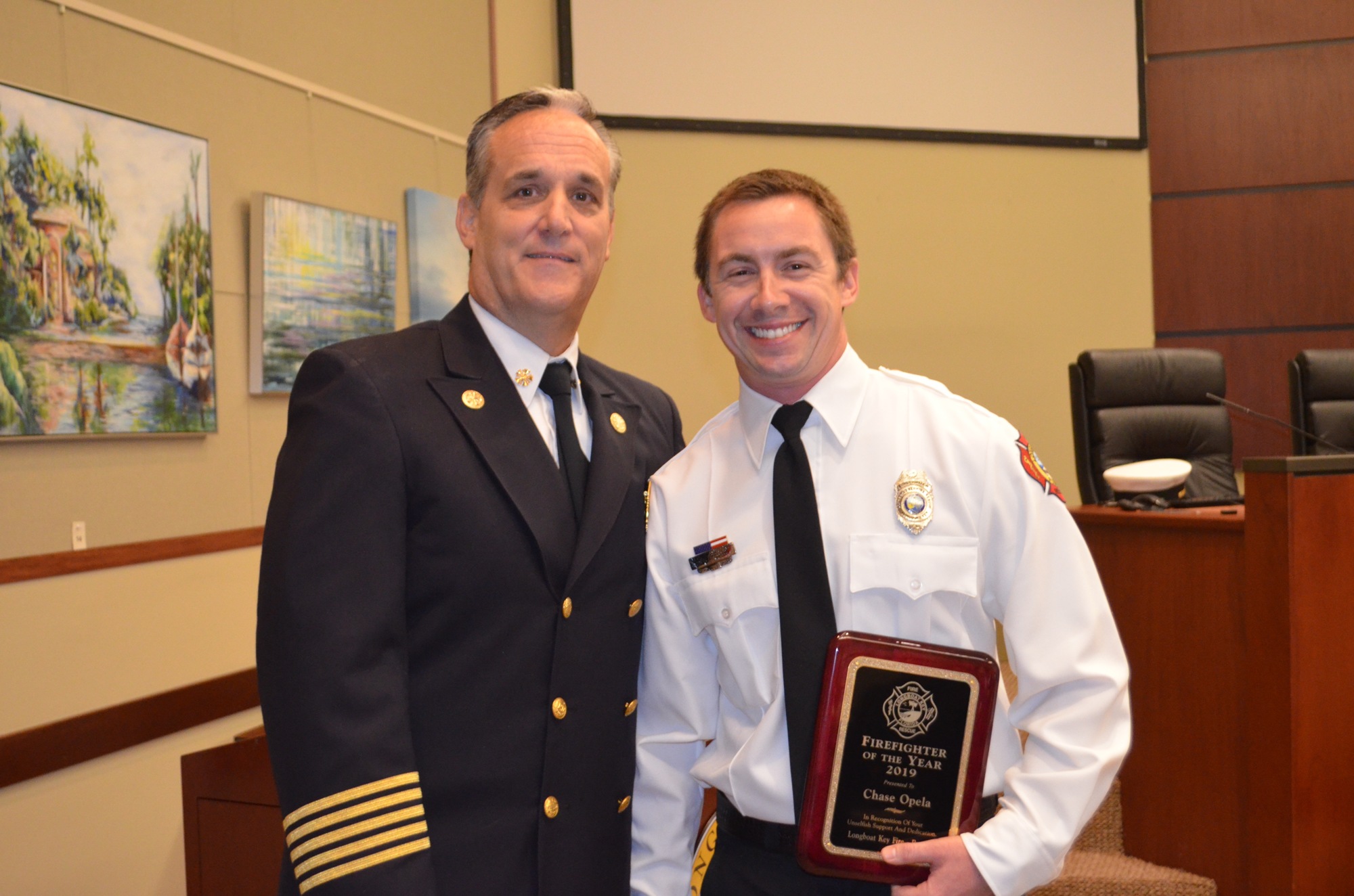 Chase Opela, the department's firefighter of the year.