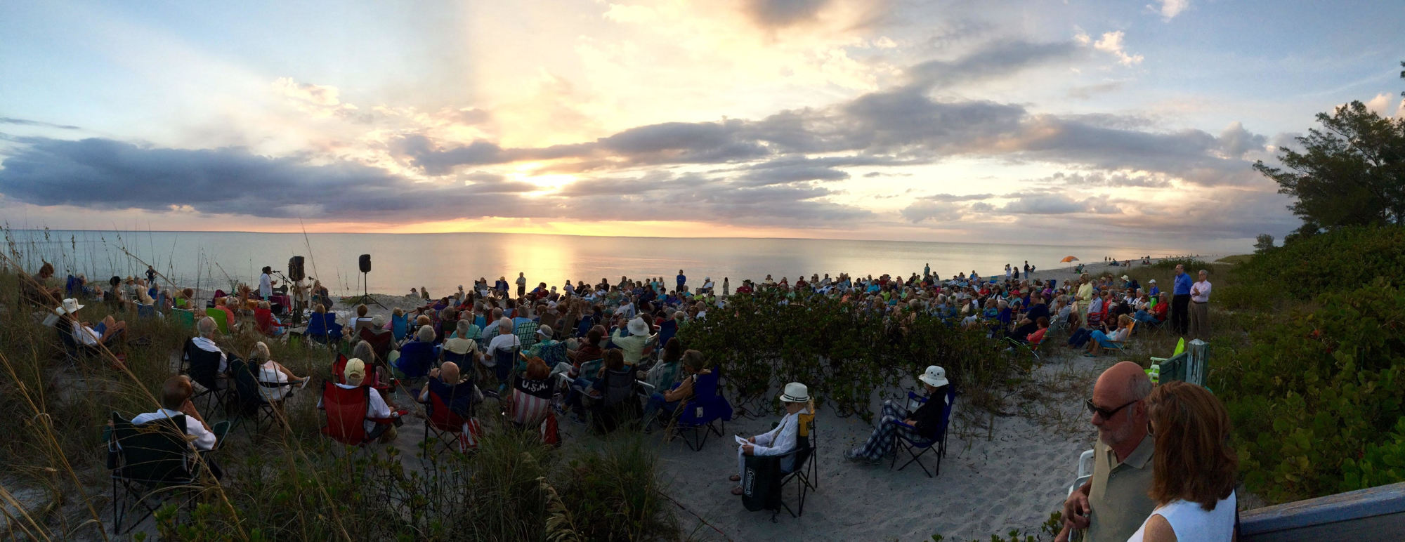 Hermitage Artist Retreat's sunset beach presentations attract hundreds of viewers for what Rodgers calls 