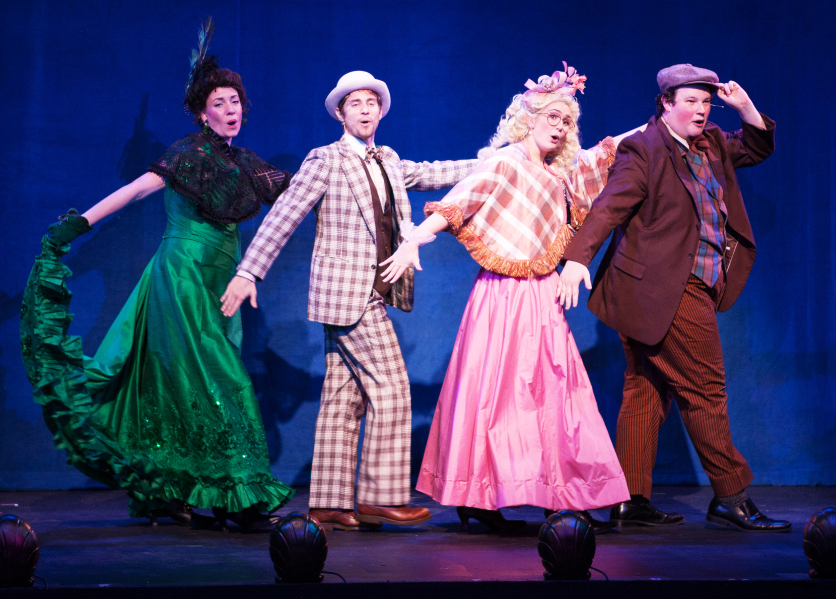 Alana Opie, left, (as Irene Malloy), Christos Nicholoudis (as Cornelius Hackl), Zoe Smith (as Minnie Fay) and Luke Manual McFatrich (as Barnaby Tucker) are in step as they move through the tricky terrain of courtship. (Courtesy photos)