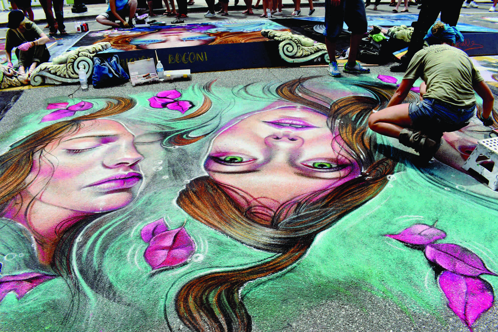 Chalk artists from around the country filled Burns Court with their work for the first time since 2014