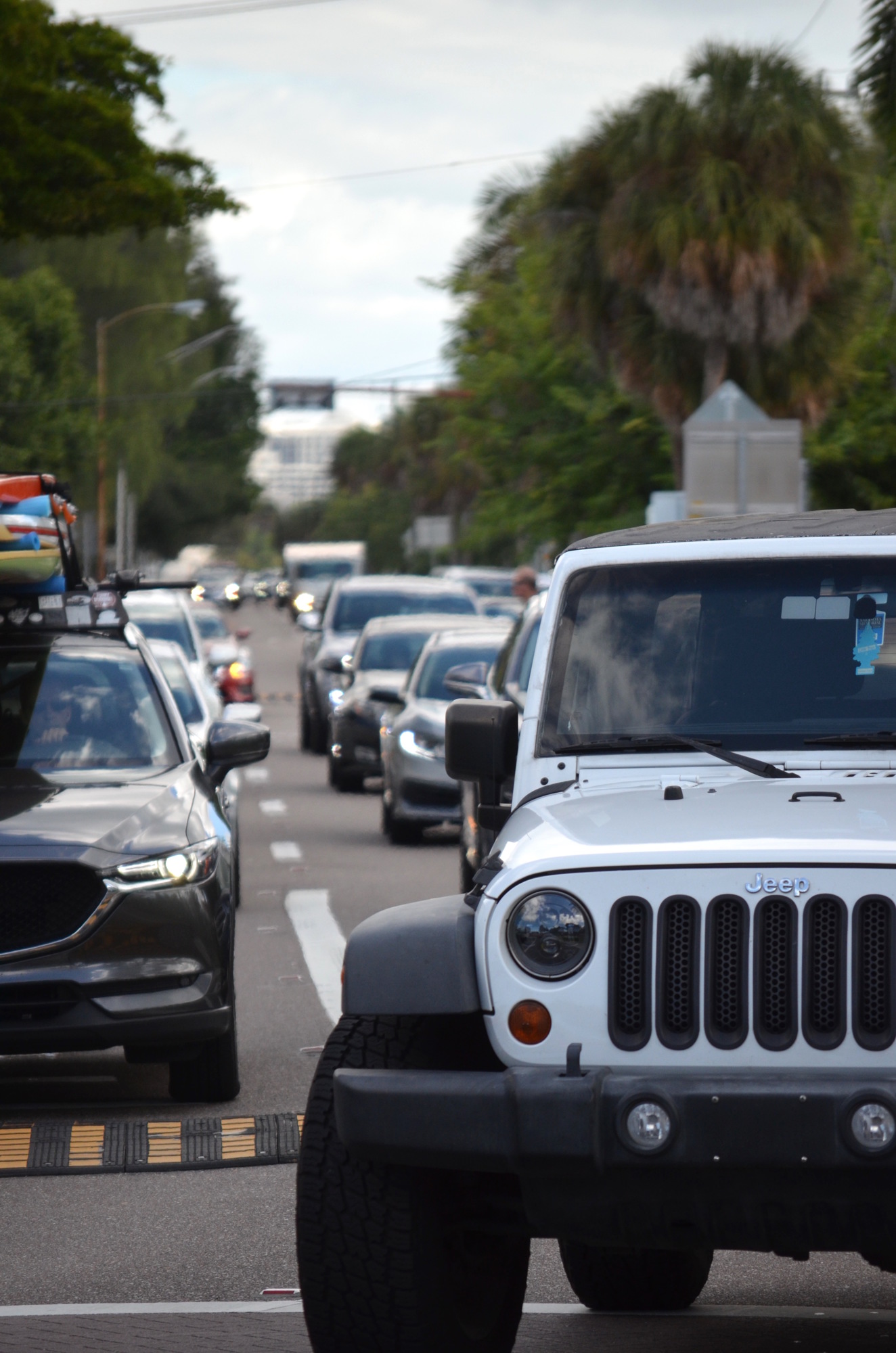 St. Armands Circle is often a bottleneck of traffic arriving and departing the barrier islands. (eric)