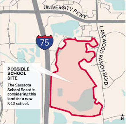 The Lakewood Ranch property would be located just east of I-75 and south of University Parkway.