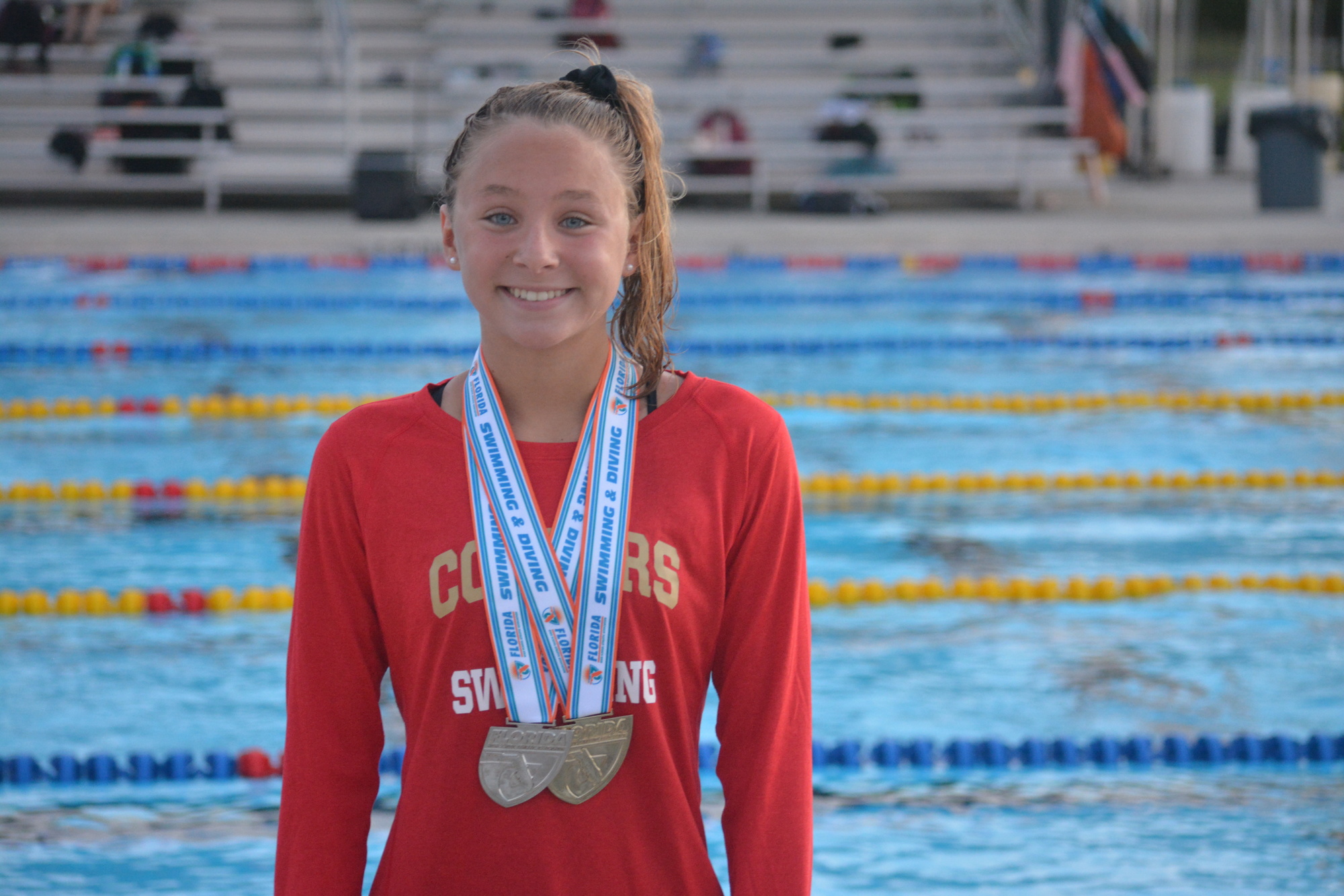 5. Cardinal Mooney freshman Michaela Mattes won gold and silver at the 2019 Class 1A state swimming championships.