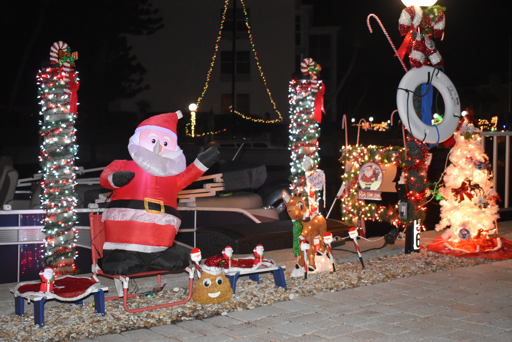 Longboat Harbour's 50 docks were all decorated this year.