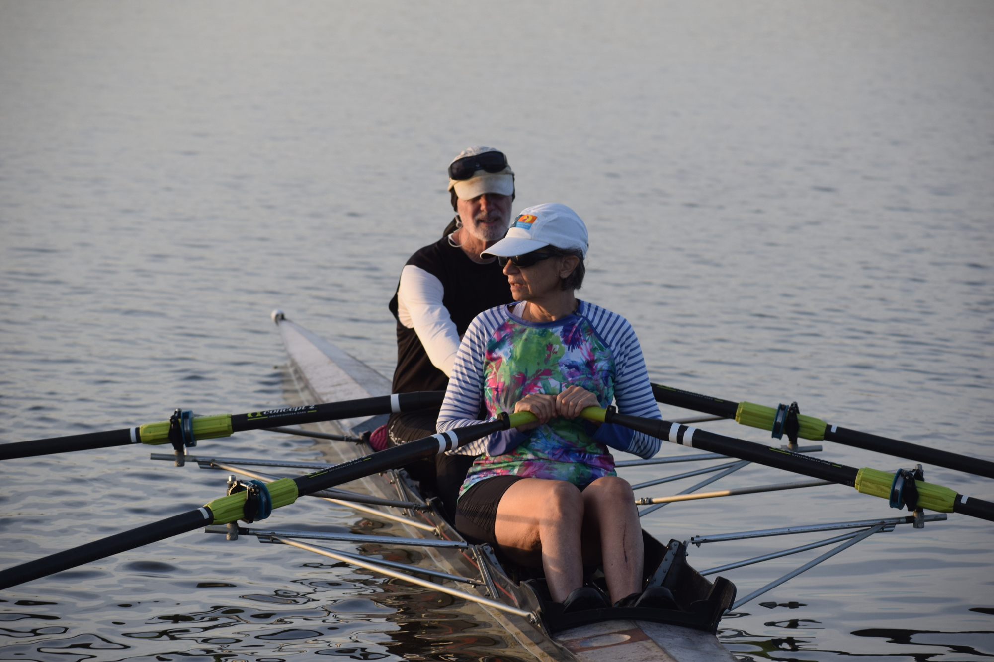 Despite being blind, James and Linda Mumford now can row in a boat without a coxswain to make sure they are on the right line.