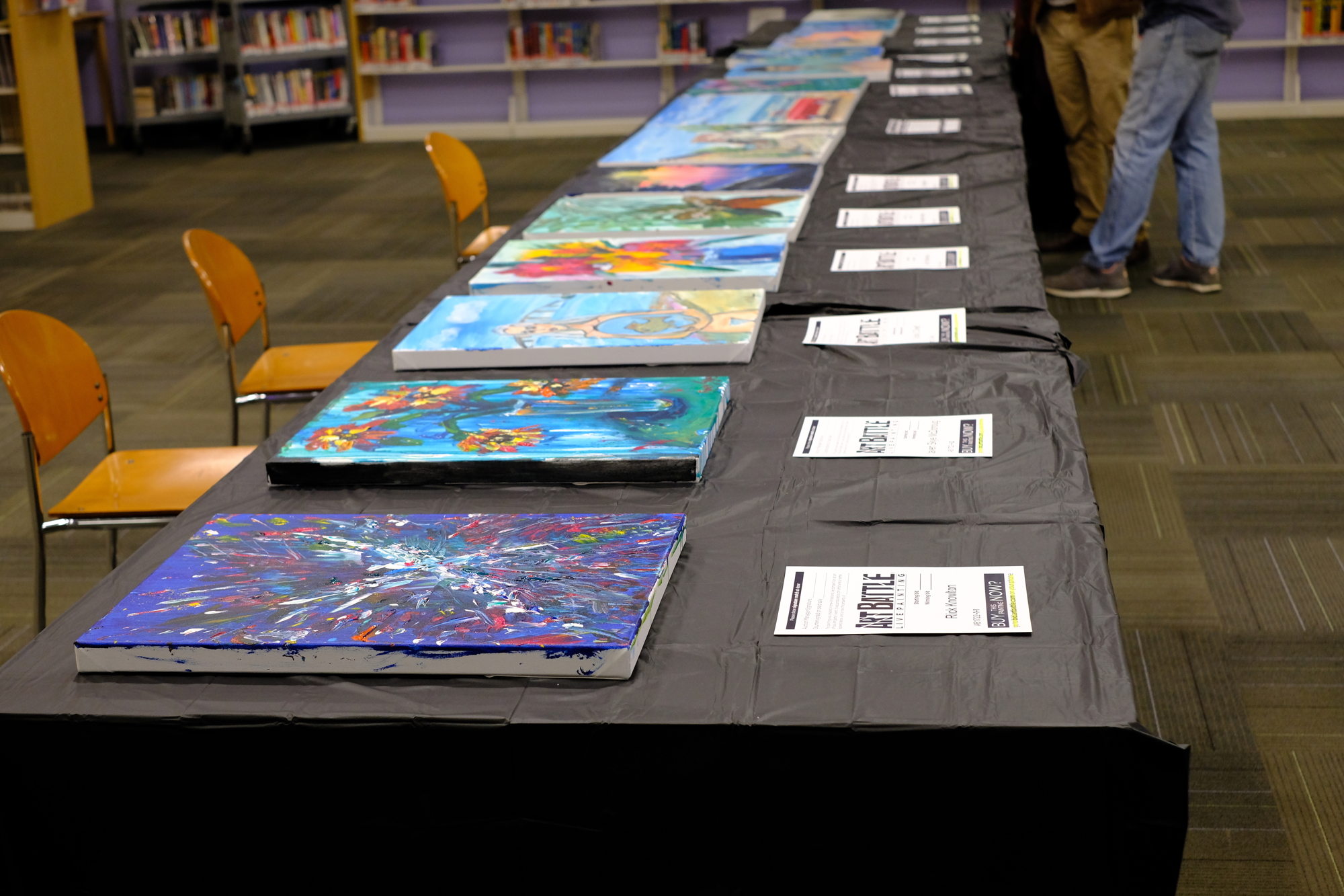 After the battle is over, a silent auction is held for the paintings, with the money going to the artists.