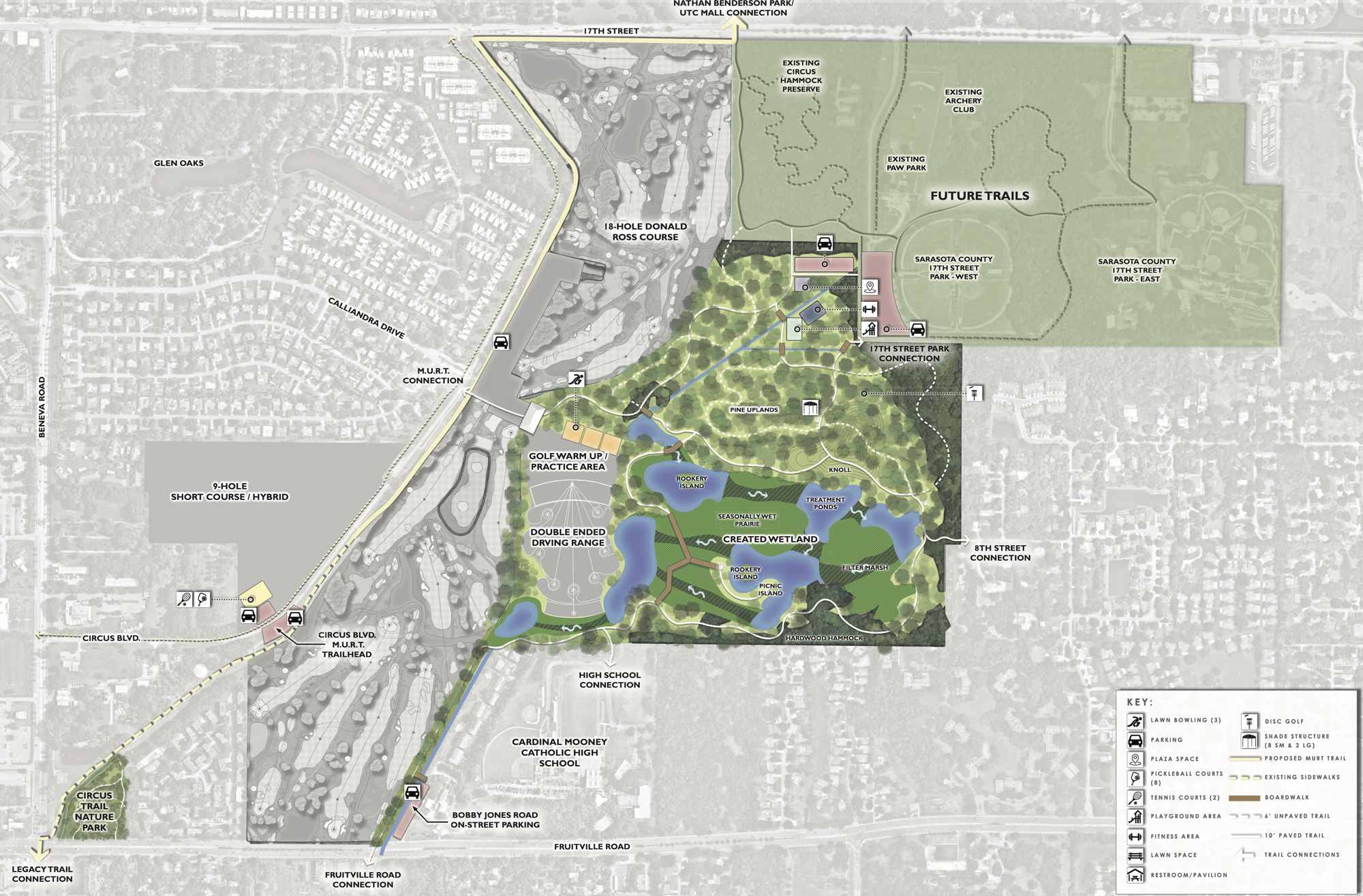 The consultant responsible for designing option three compared the park area to the Celery Fields, calling it an opportunity to emphasize natural environments alongside a downsized golf course.