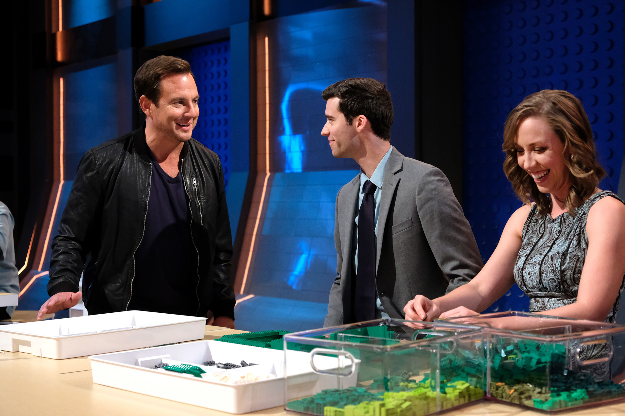 'LEGO MASTERS' host Will Arnett talks with Tyler and Amy Clites about their concept for design. Arnett did the voice for 