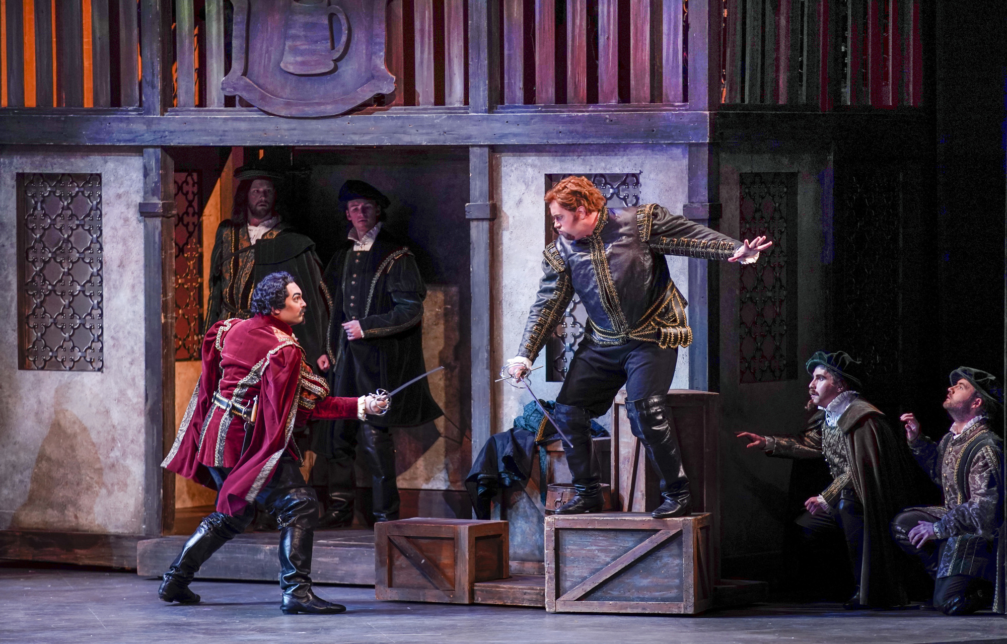 Samuel Schlievert, as Tybalt, duels with Matthew Hanscomb, as Mercutio. (Photo by Rod Millington)