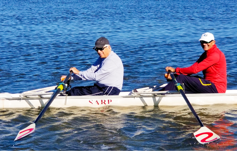 Don Burrer and Dragos Alexandru rowing together. Photo courtesy Larry Chlebina.