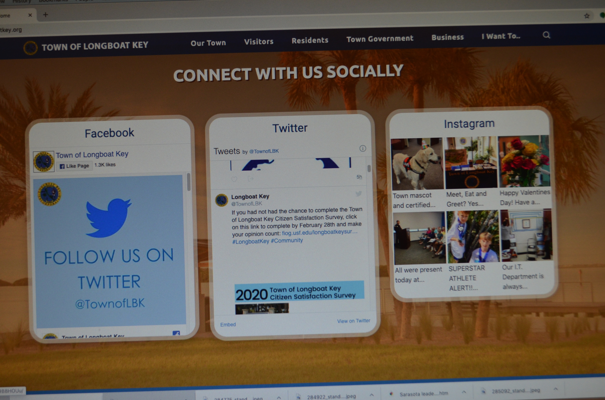The town's social media feeds are displayed on longboatkey.org home page now.