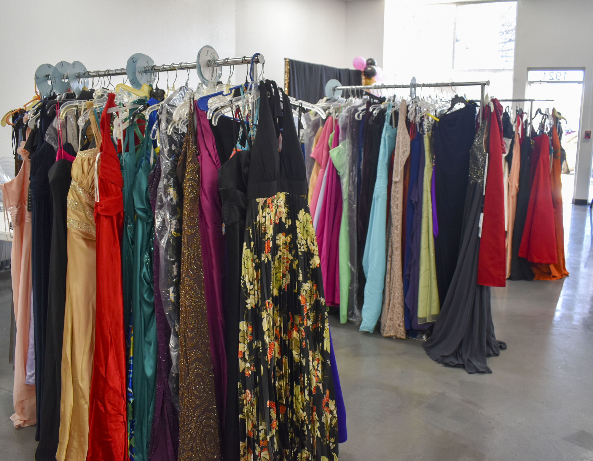 The dresses were a range of sizes, styles and colors.