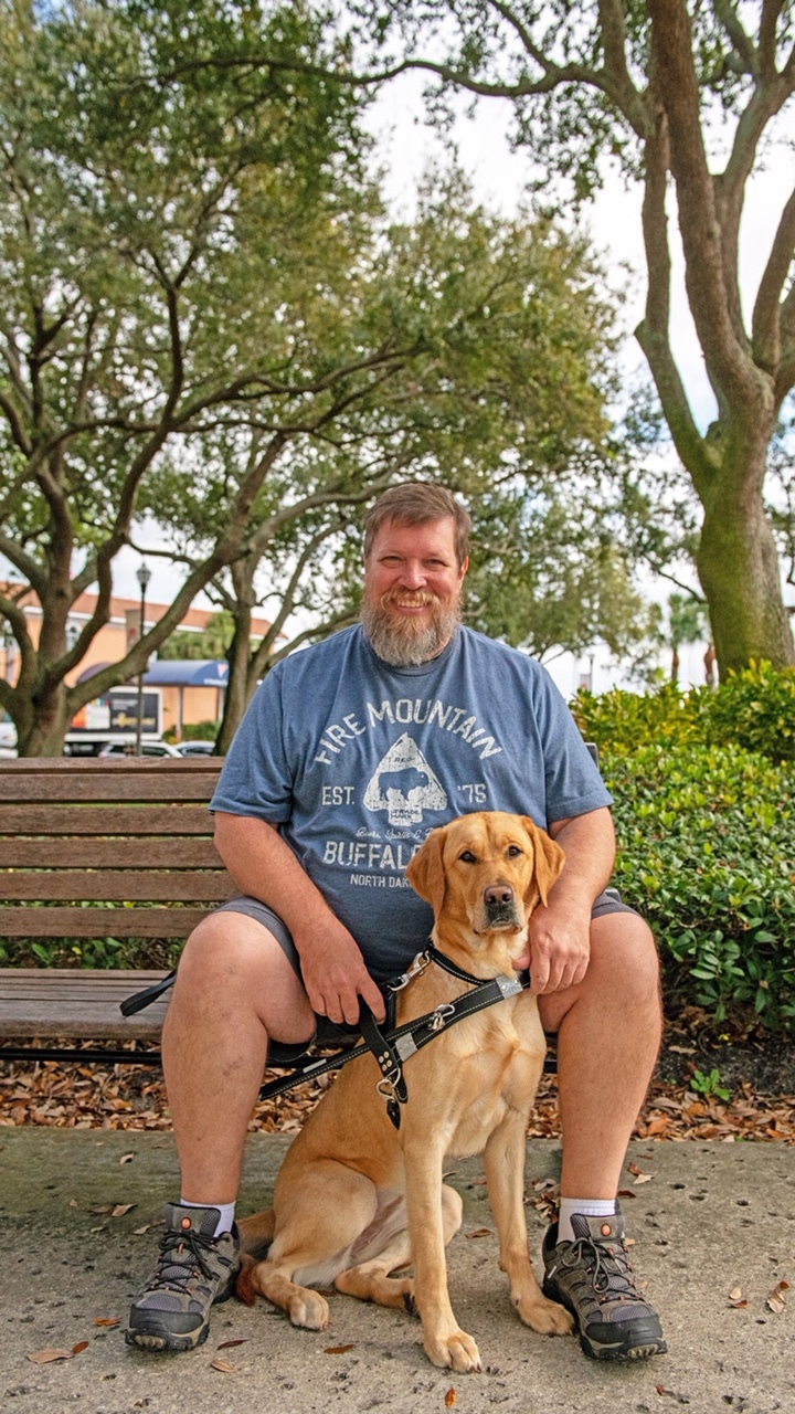 Jeff Lowery and guide dog Quincy.