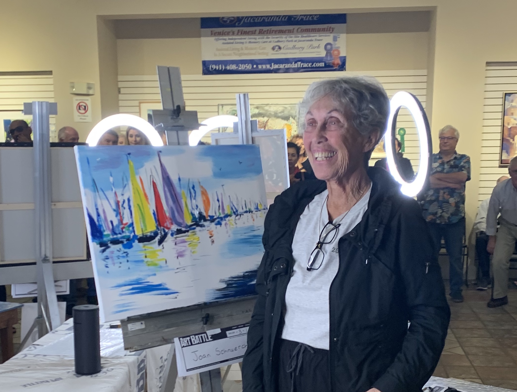 Joan Schnuerch signed up for Art Battle Venice mostly because she though it would be fun. She's taking the sam attitude into the state final.