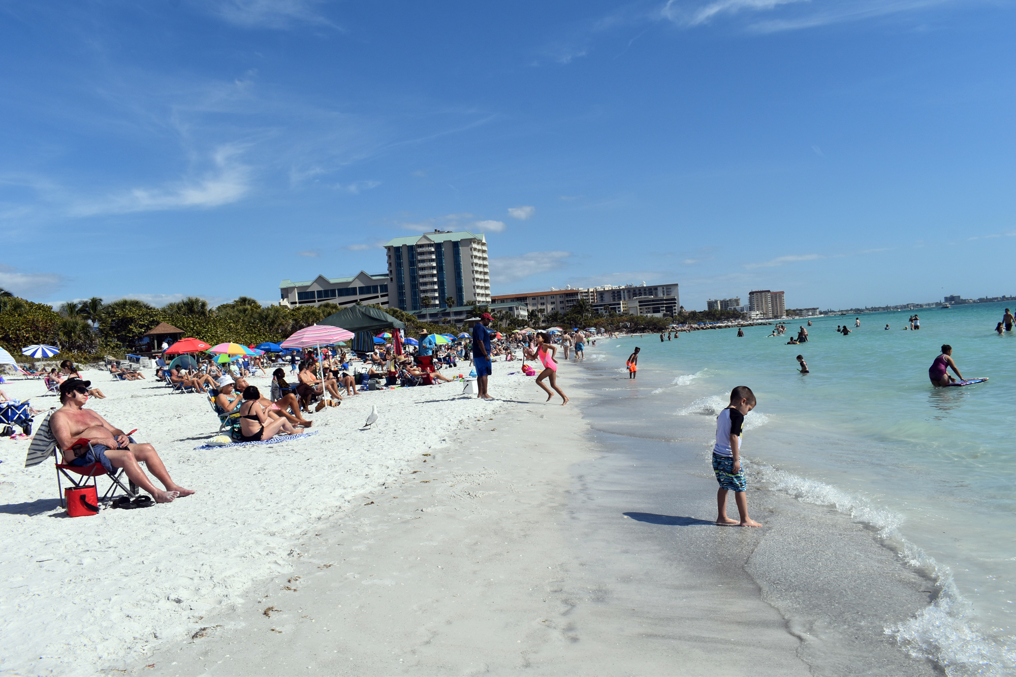 Before state guidelines on public gatherings on beaches were announced, Lido Beach well-attended.