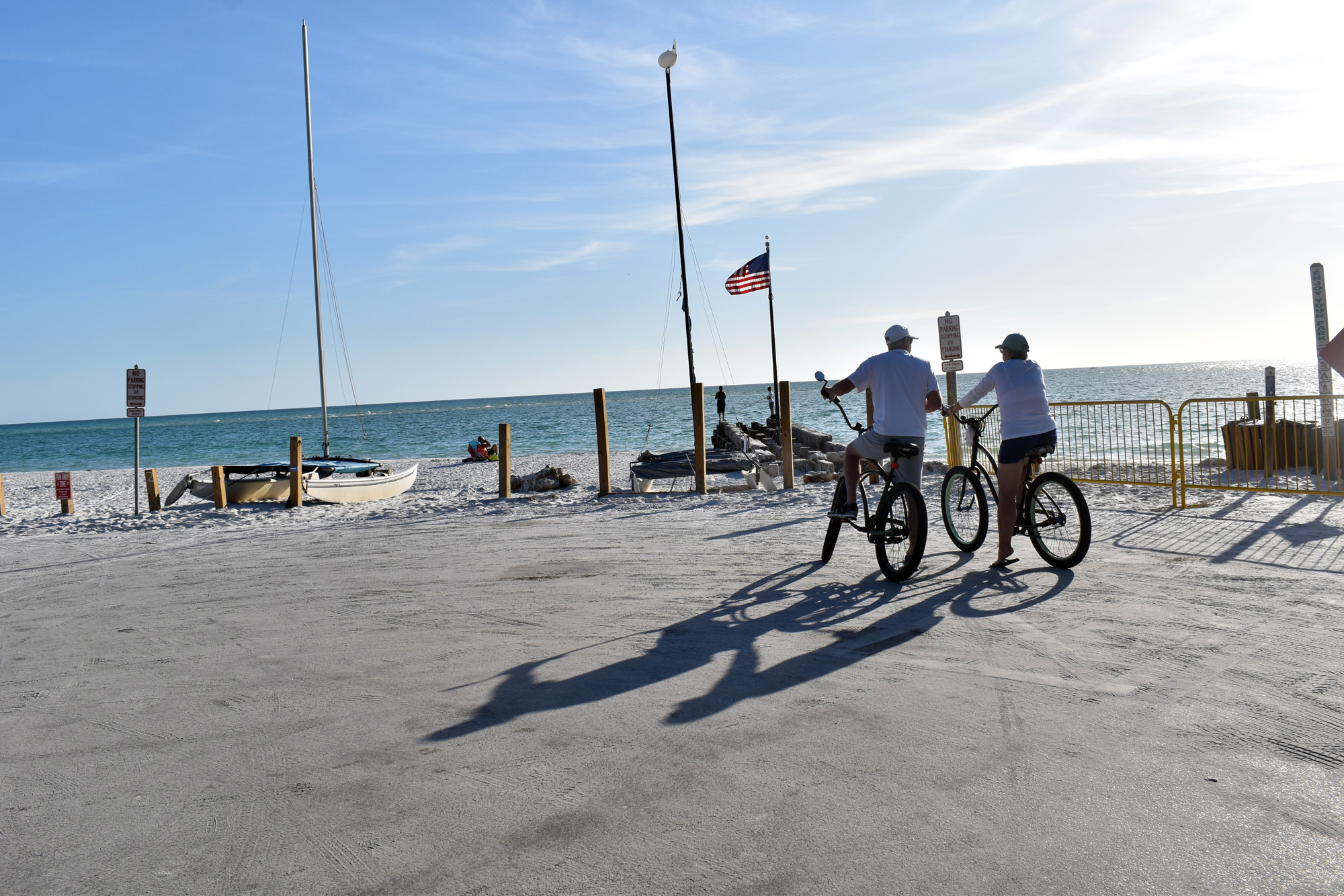 Despite the closures, people were fishing off the pier and lounging in the sand at Siesta Key Beach Access 2.