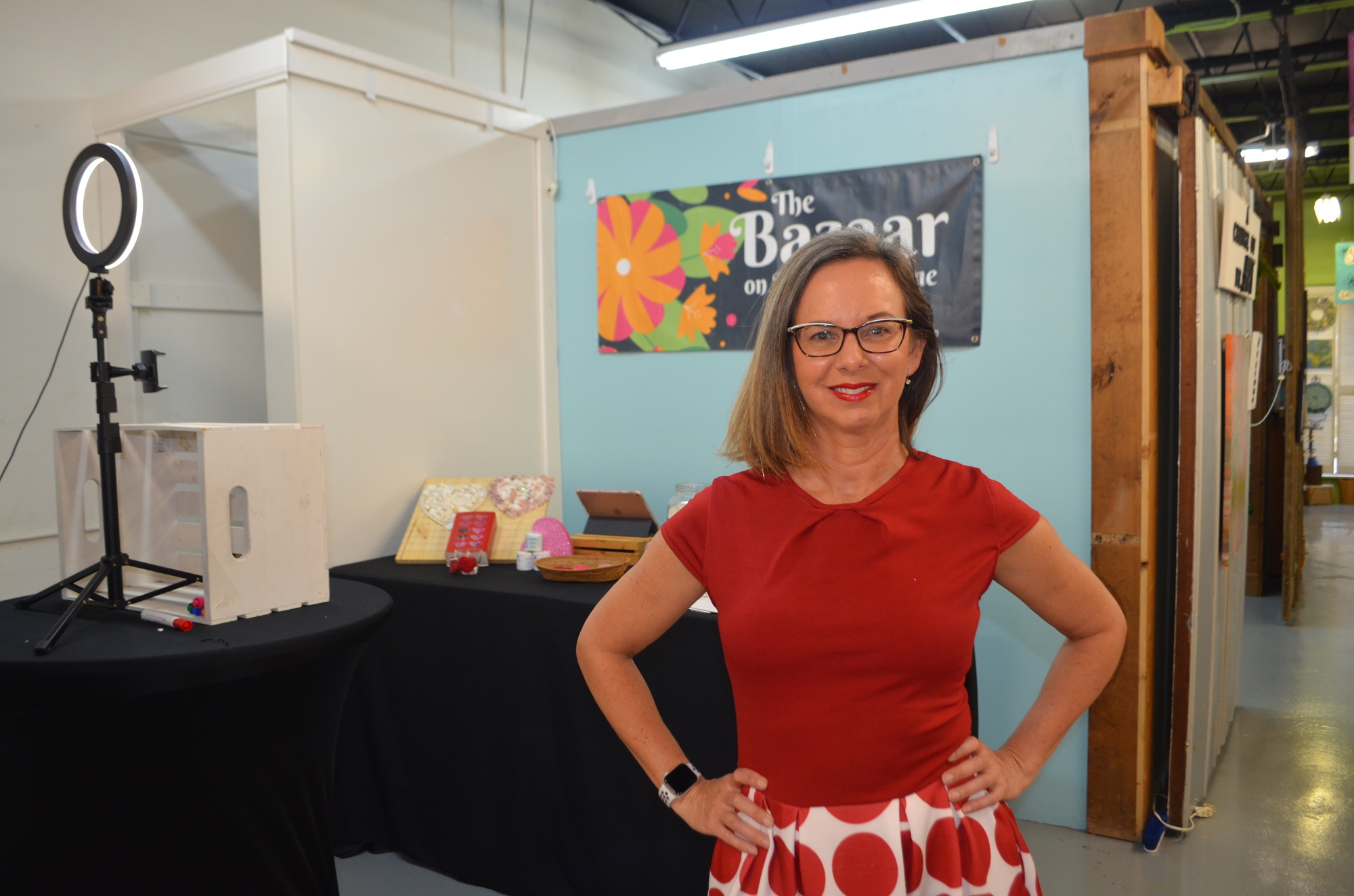 Kim Livengood hosts daily broadcasts featuring goods from vendors at The Bazaar on Apricot and Lime.