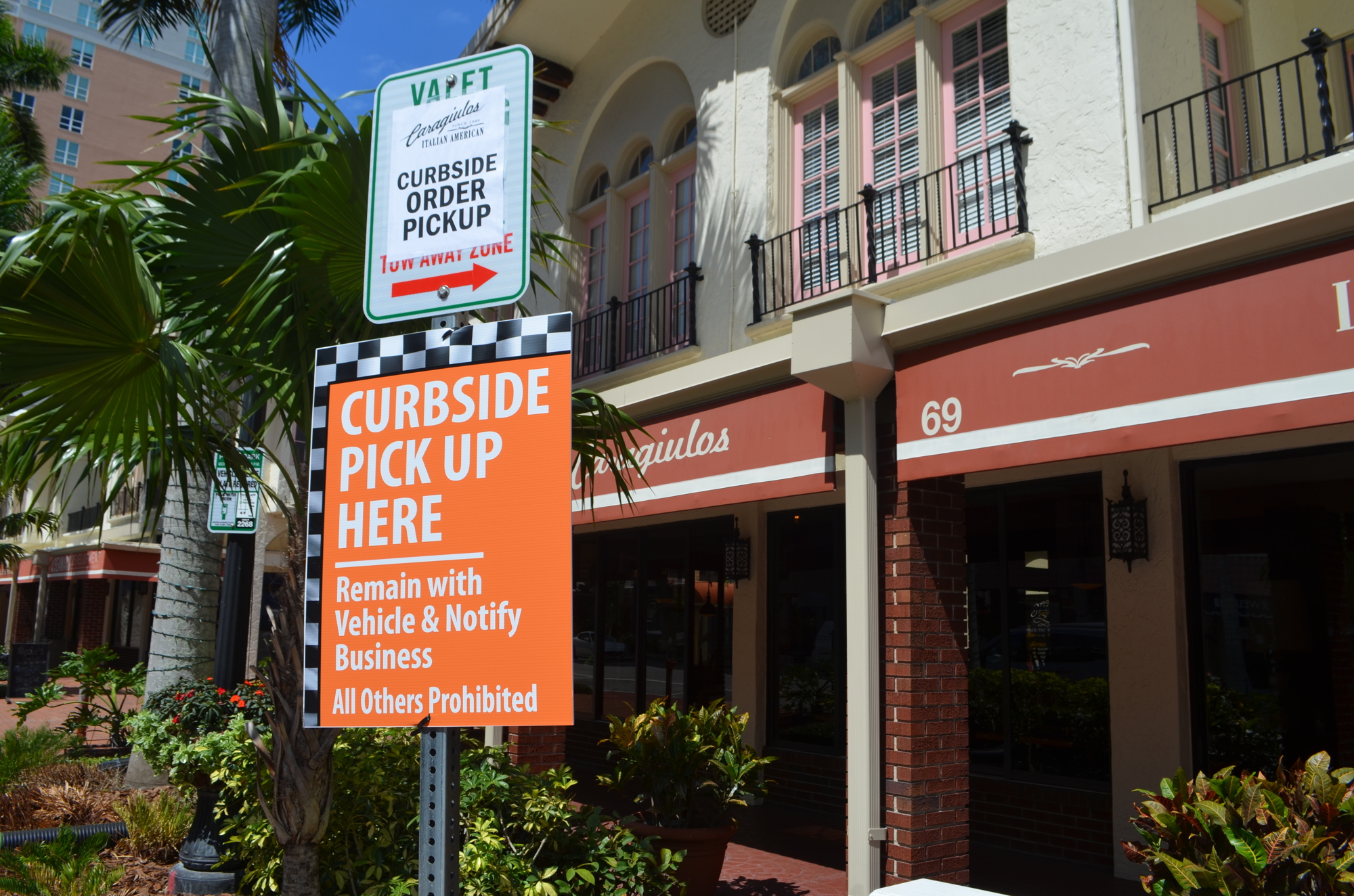 The city installed signs for designated pickup parking spots near downtown restaurants this week.