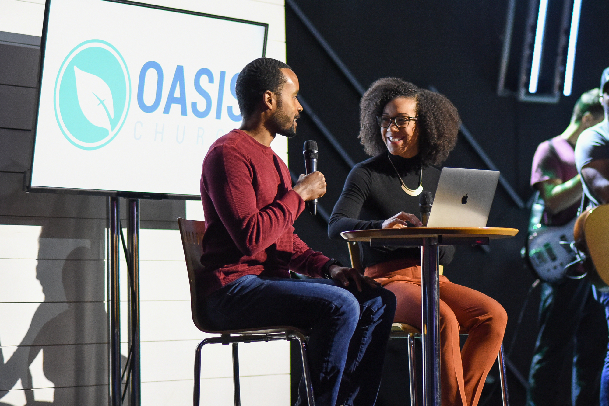 Khalil and Adrienne Lee, online campus directors for Oasis Church, help with online groups. Courtesy photo.