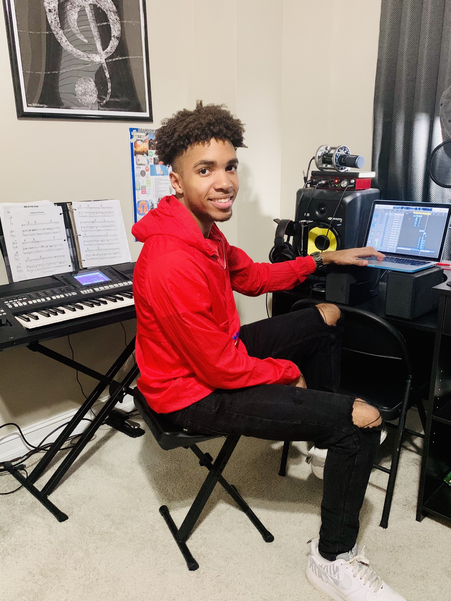 Brandon Wilson uses his home studio to produce his own music. He dropped his first single ,
