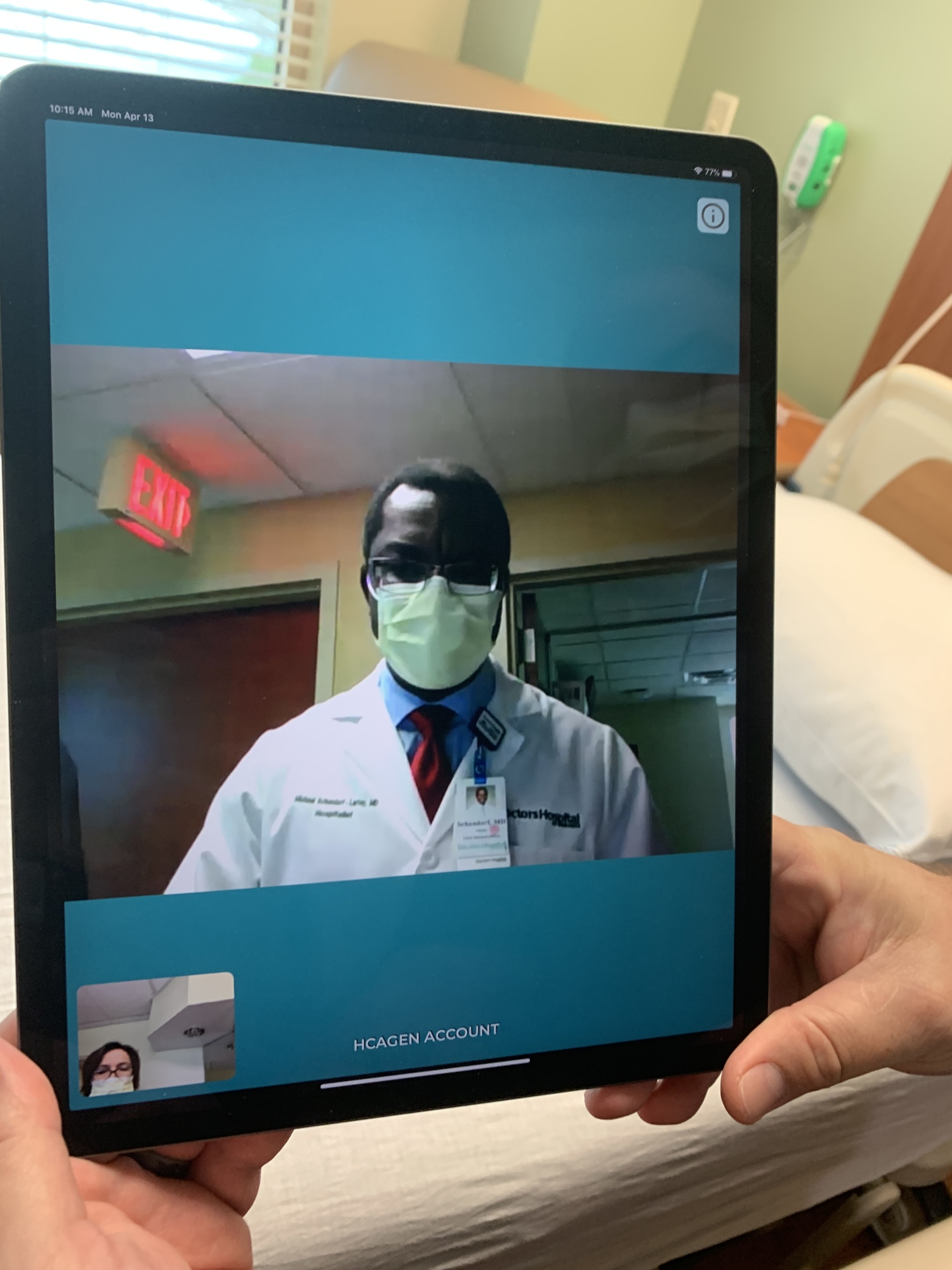 Doctors Hospital of Sarasota Chief Medical Officer Michael Schandorf-Lartey contacts patients remotely through video technology