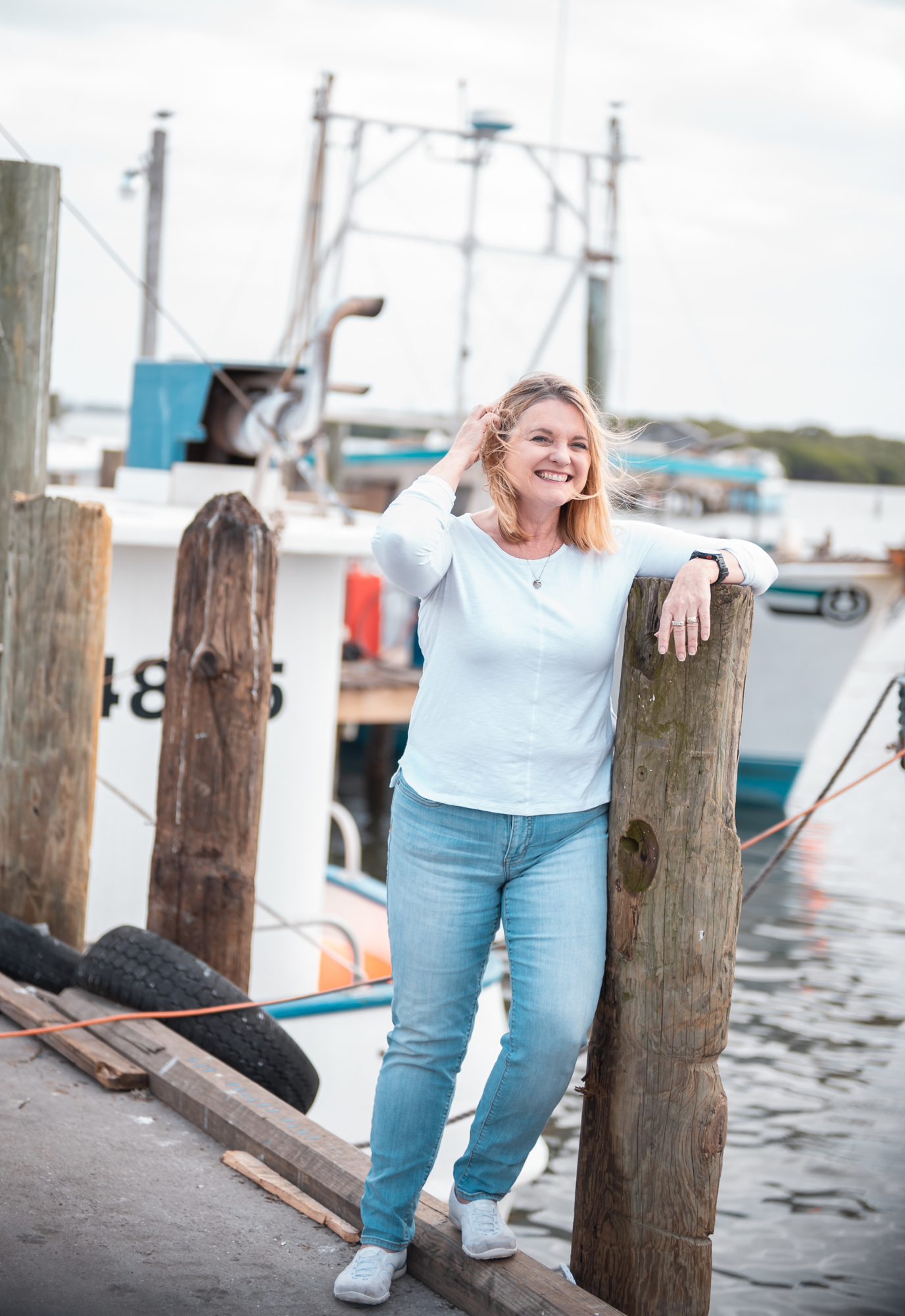 Karen Bell, a third-generation Cortez native and the owner of A.P. Bell Fish Co., which operates 13 fishing boats. A.P. Bell ships seafood internationally and supplies it to several local restaurants.