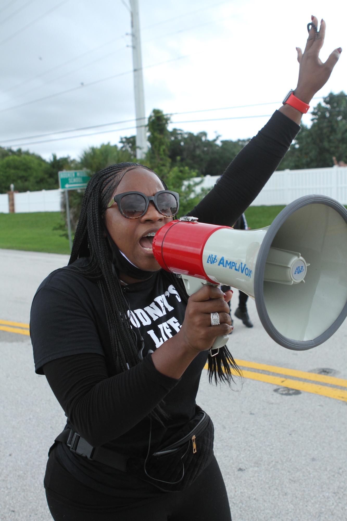 Natasha Clemons led a march from Dr. Martin Luther King Way to University Parkway on Saturday, June 6, part of a series of protest events organized by The Rodney Mitchell Foundation and Black Lives Matter Manasota.