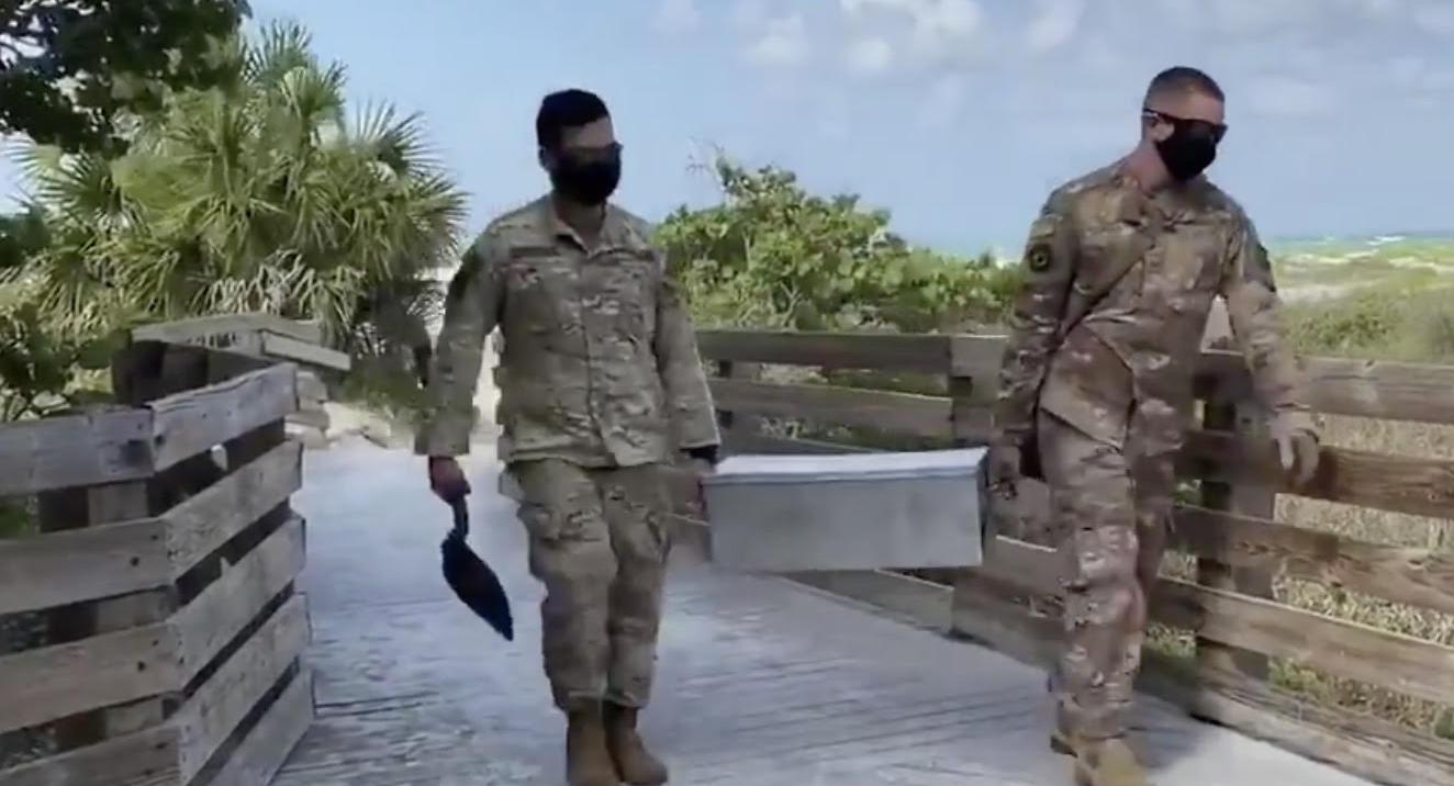 A team from MacDill Air Force Base packed up the device and carried it away. (From Sarasota PD video)