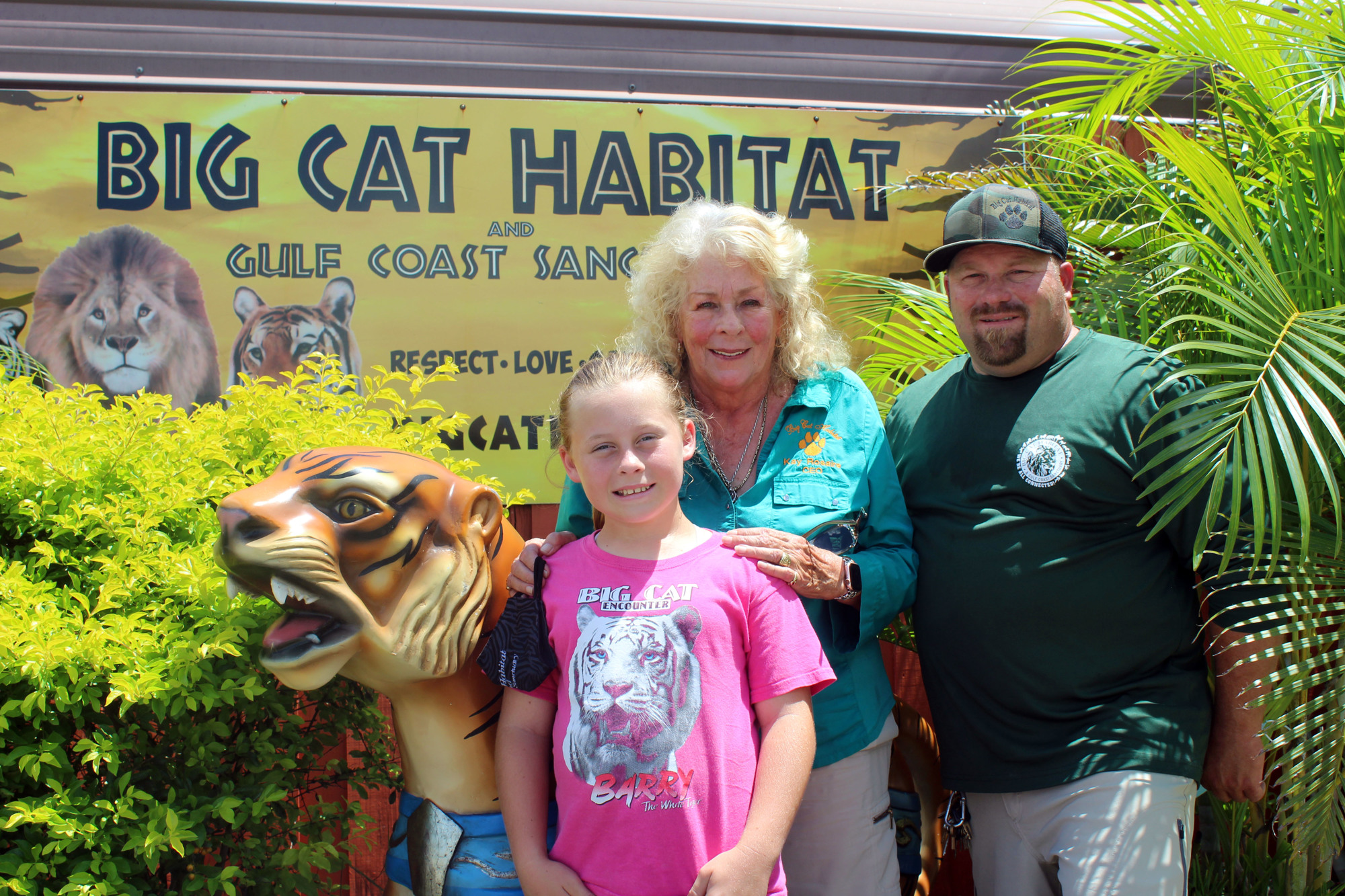 Ella, Kay and Clayton Rosaire make up three generations that care for animals at Big Cat Habitat and Gulf Coast Sanctuary. Kay Rosaire started the habitat 1987, and now Clayton cares for the animals while Ella gives tours to kids her age. 