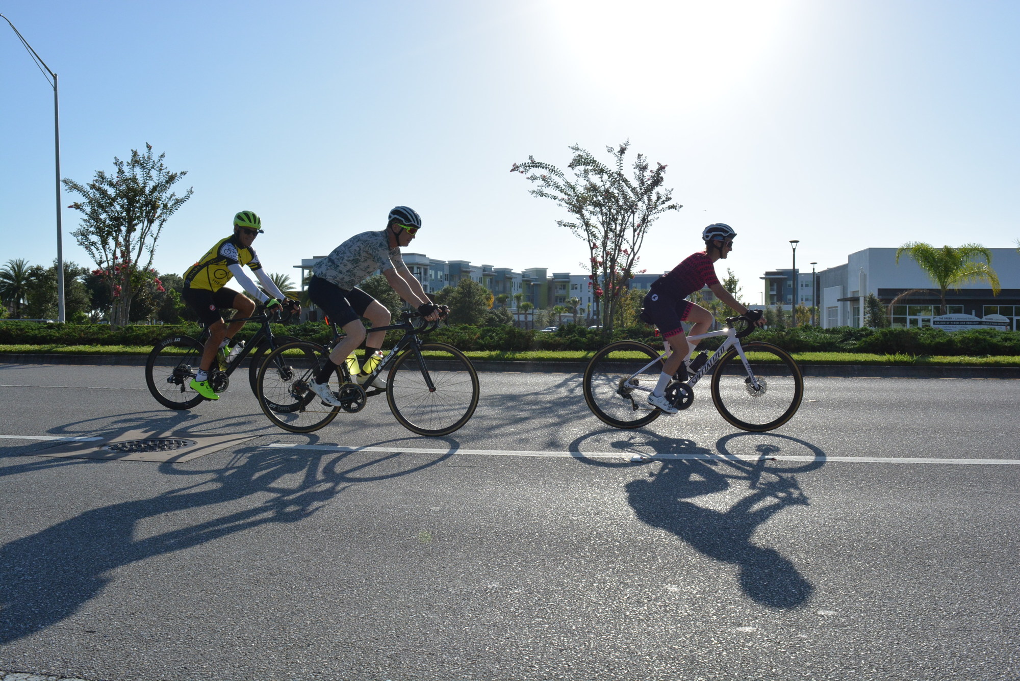 A group of cyclists travel southbound on Lakewood Ranch Boulevard. They said having no designated bike lane creates more opportunity for conflicts with drivers.