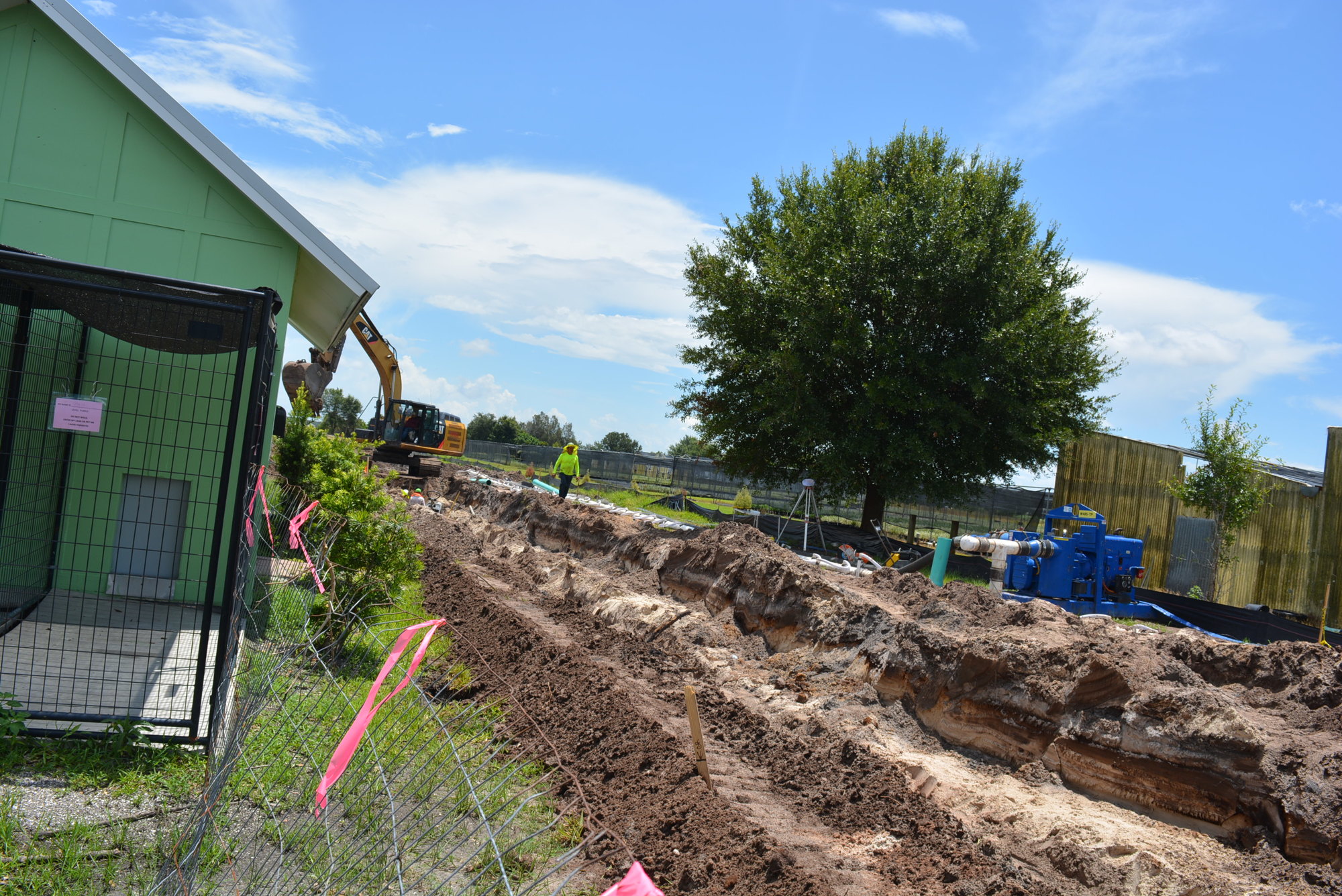 Crews currently are working to install water and sewer connections along the property boundary.