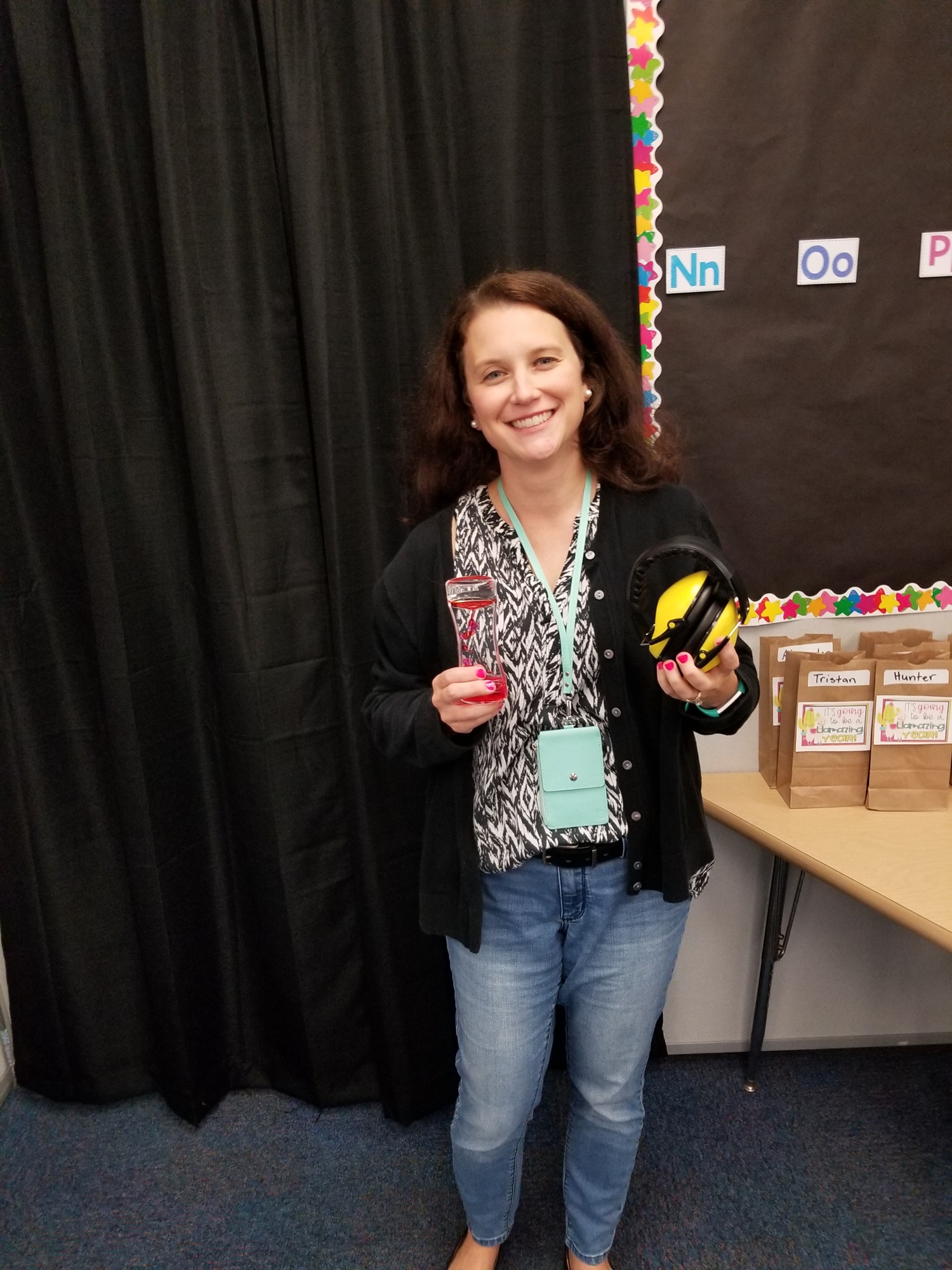 Sarah Jett, a teacher at Freedom Elementary, shares some of the items that were donated to her from her wish list. Jett says the support from the community gives teachers added strength to return to the classroom. Courtesy photo.