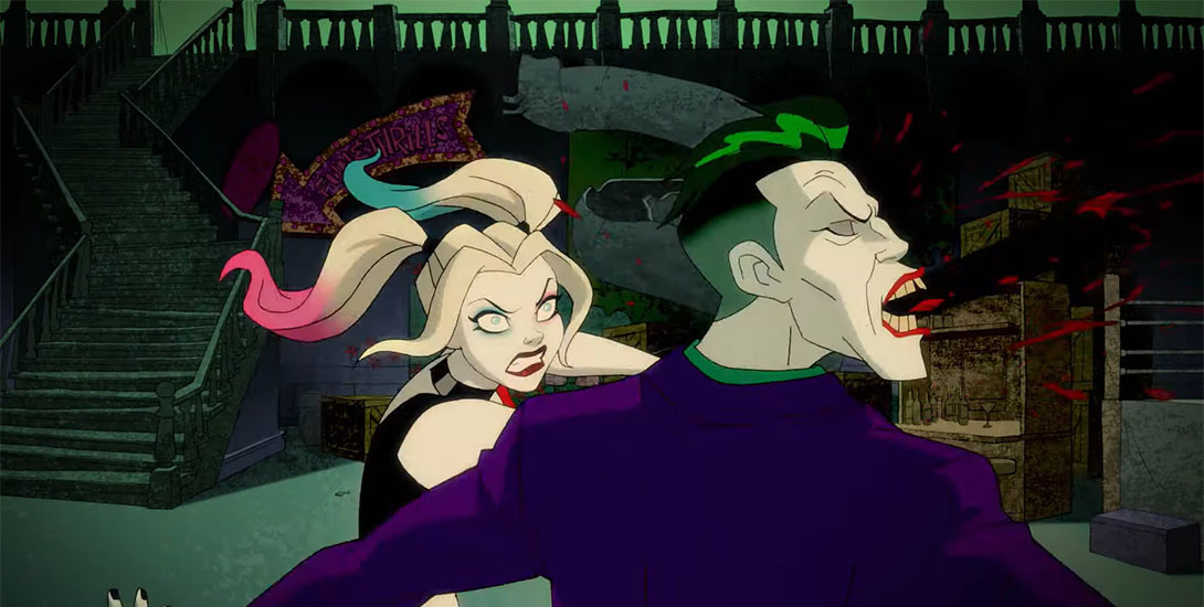 Harley Quinn (Kaley Cuoco) and the Joker (Alan Tudyk) in 