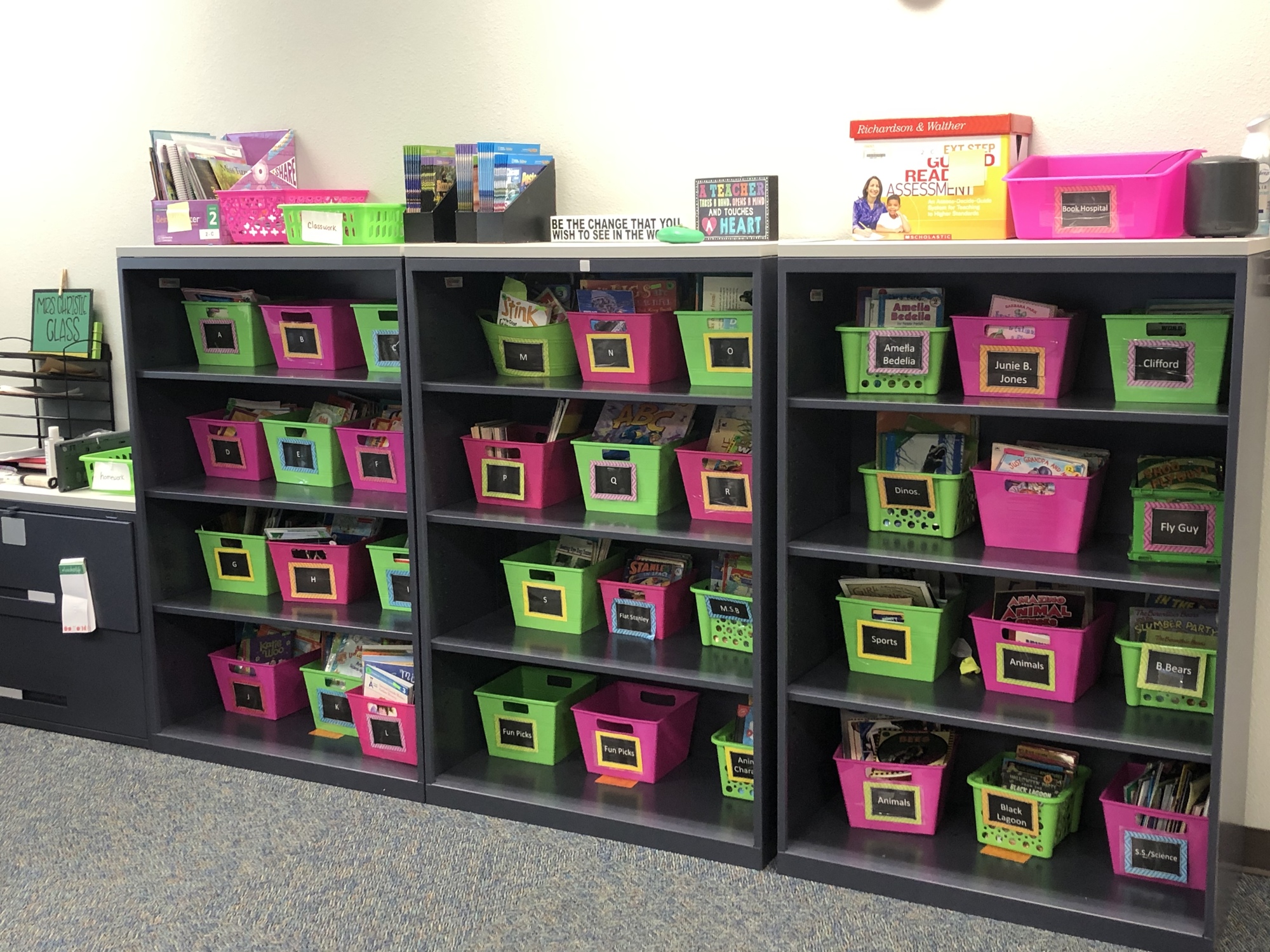 Teachers love the amount of bookshelves and storage they have in the new classrooms.