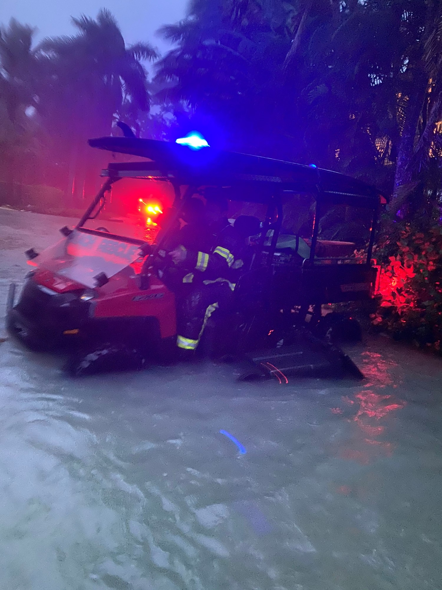 Beach rescue vehicles were used in some responses, such as one to rescue a woman and her son from a home on Gulf of Mexico Drive.