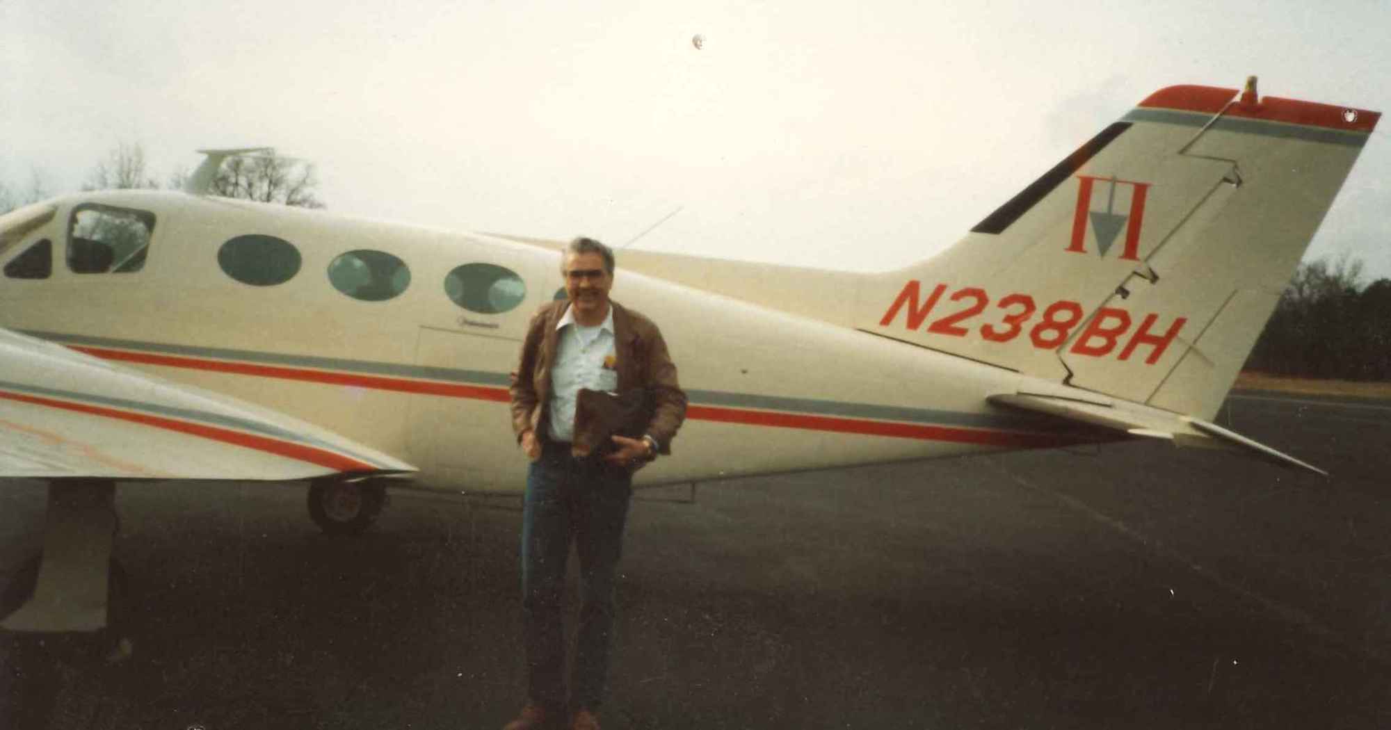Bill Halfacre, the company founder shown in 1989, was a pilot as well. Courtesy photo