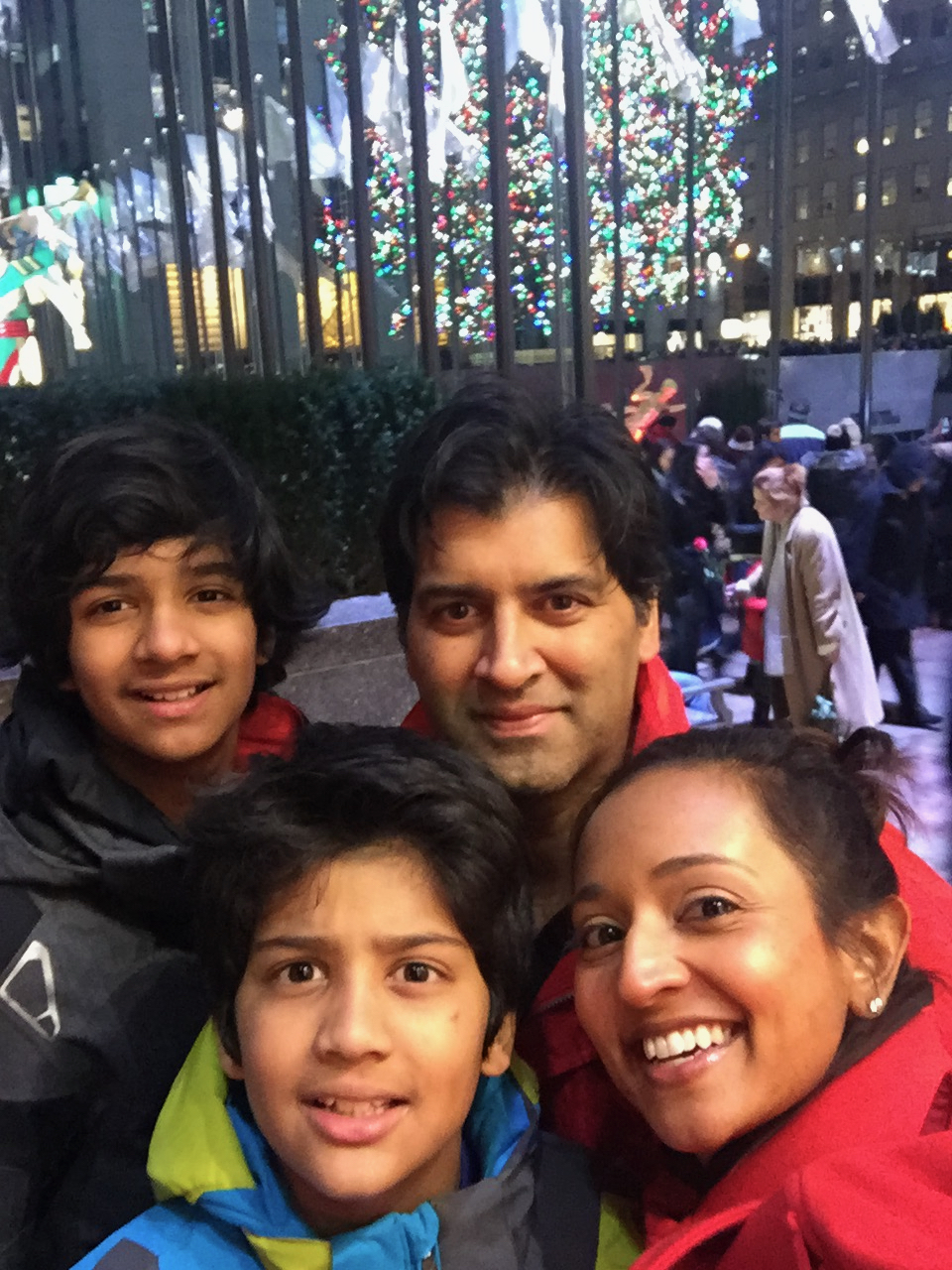 Umbreen and Farhan  Khalidi-Majeed.  with children Rehan and Zain Khalidi-Majeed in New York City in 2016.
