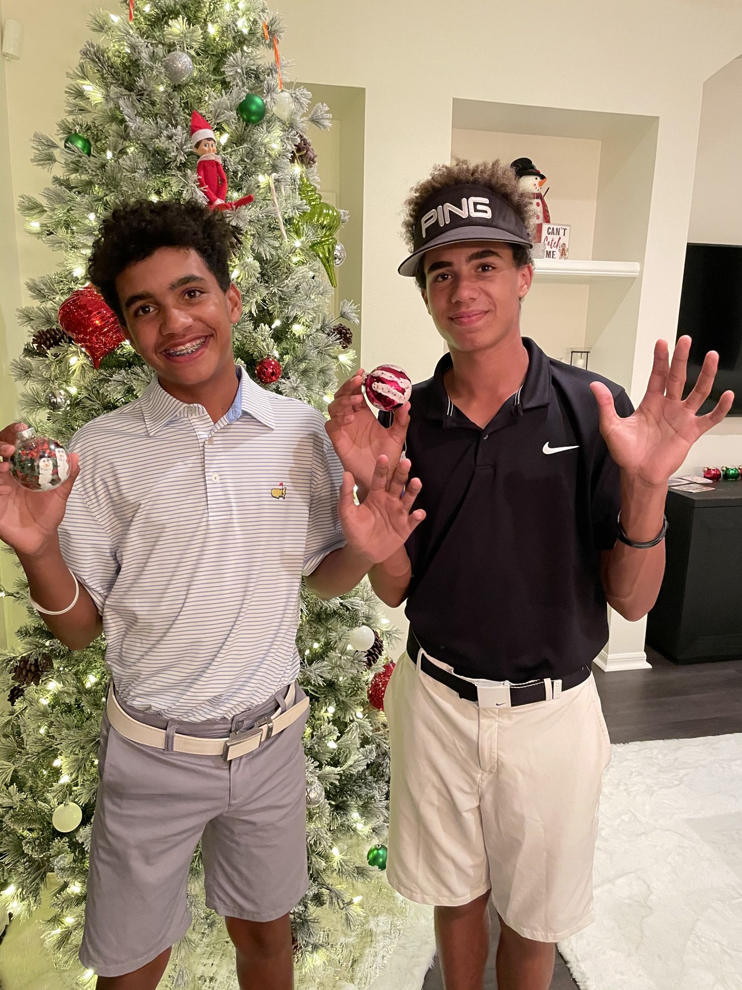 Jordan and Jaxon Brown love their hand print ornaments, which remind them of their childhood. Courtesy photo.