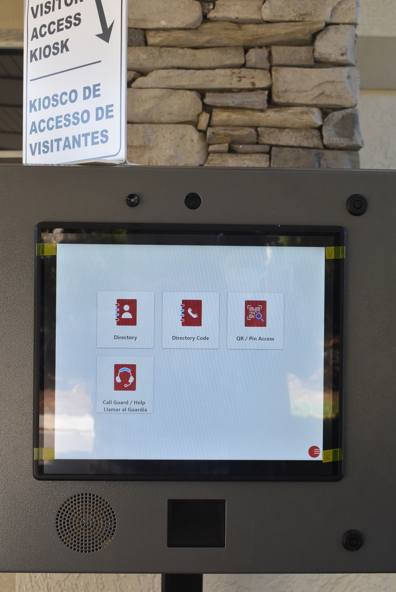 The new kiosks allow guests to scan a QR barcode to gain entry, which is much more efficient than using a guard to record the guest's information.