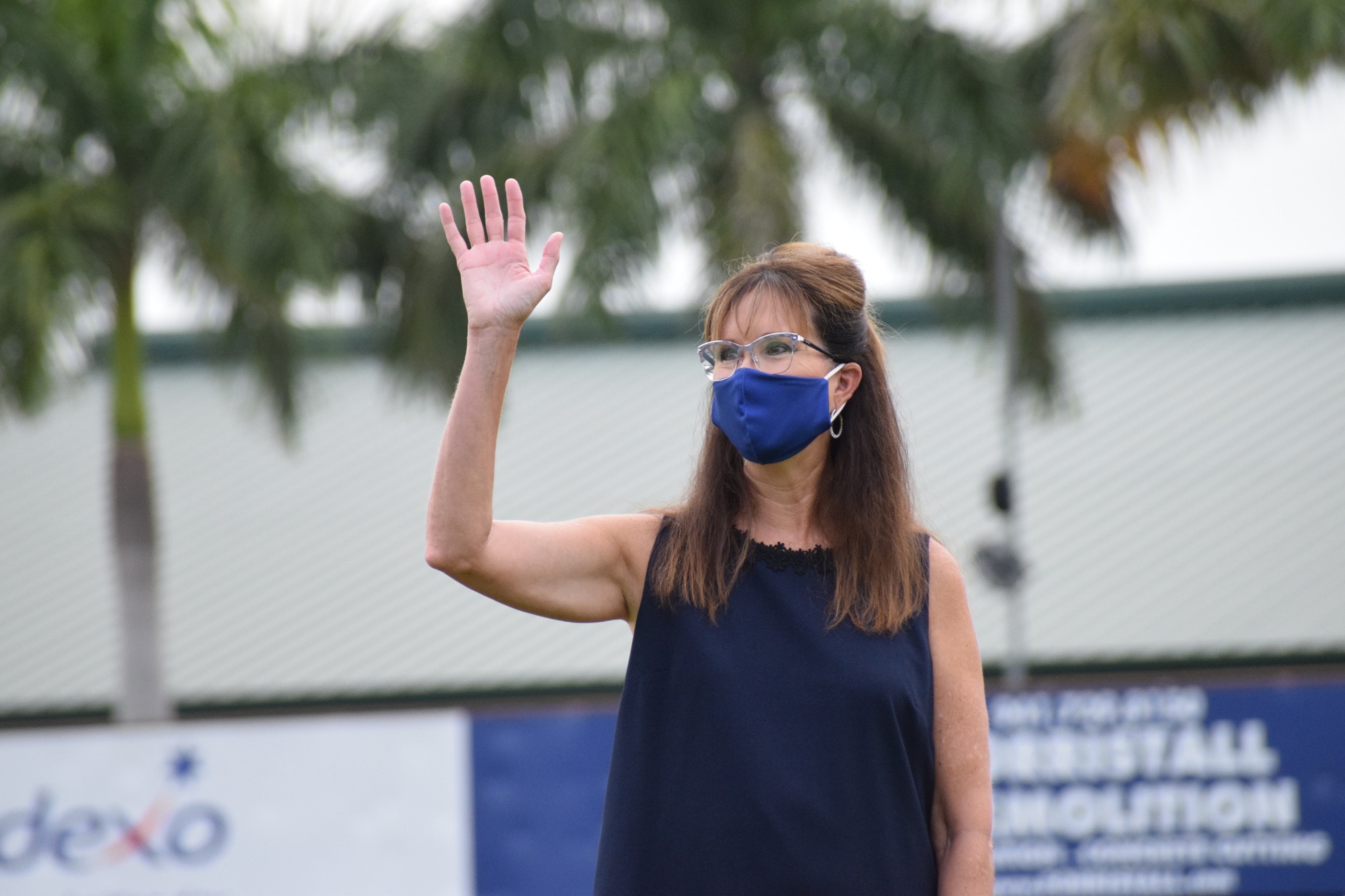 Cynthia Saunders, superintendent of the School District of Manatee County, waves to families at Braden River High School's graduation ceremony. Saunders has lead the district through many adjustments during the pandemic File photo