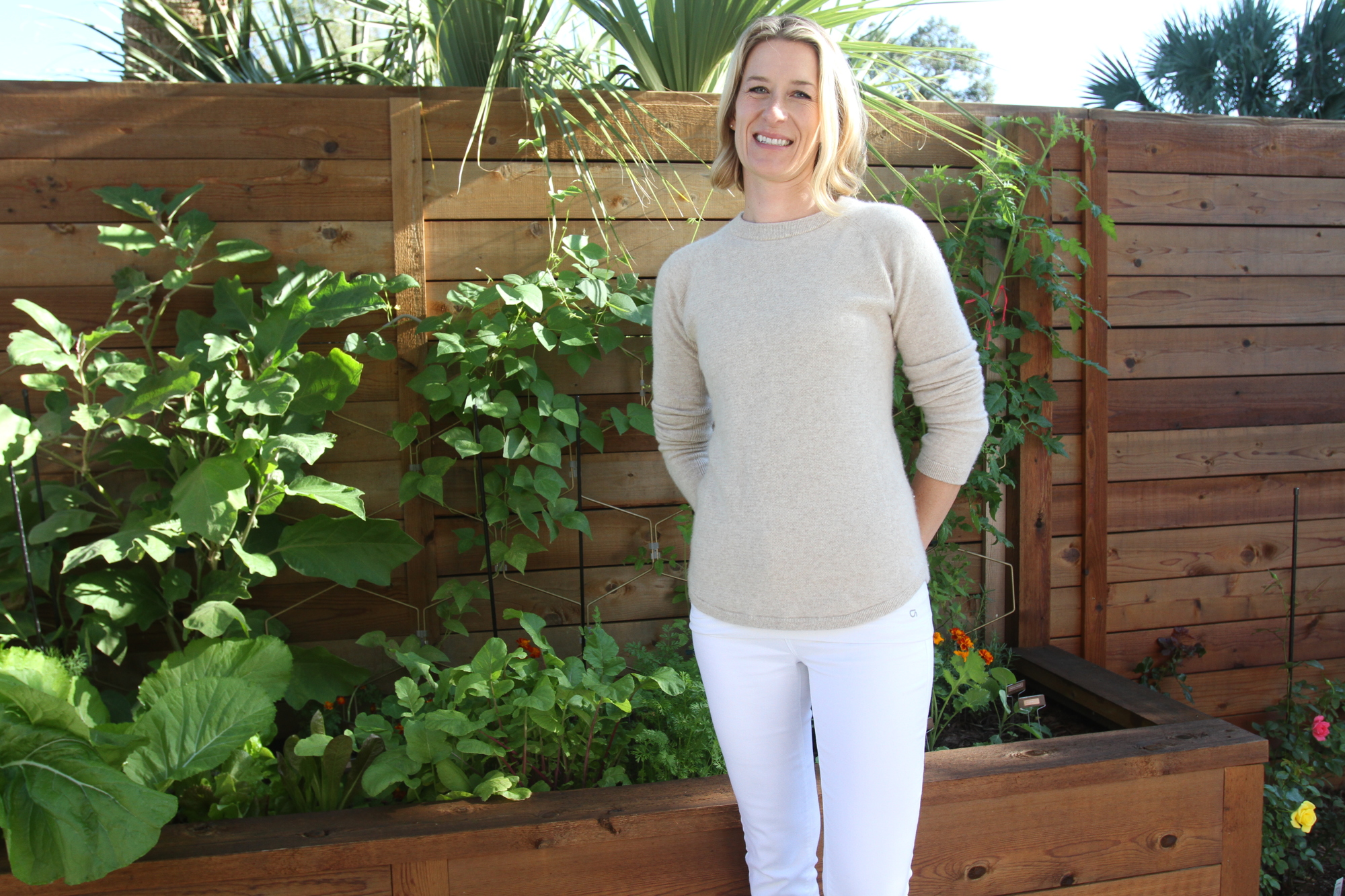 Maike Foster has found peace working on her edible garden for much of 2020.