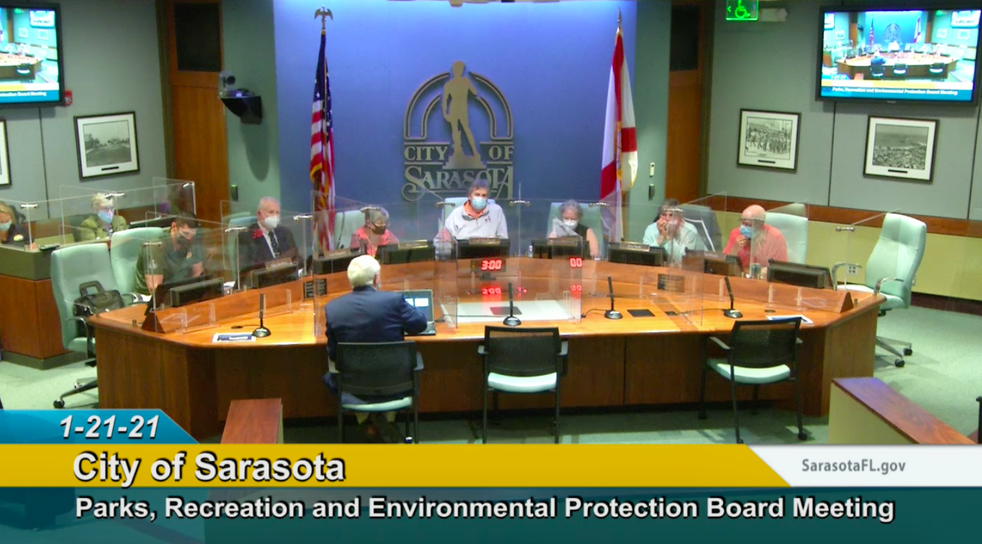 The city's parks board met in-person earlier this month, but it intends to ask the governor’s office to allow virtual meetings while the pandemic is still ongoing. Image via city of Sarasota.