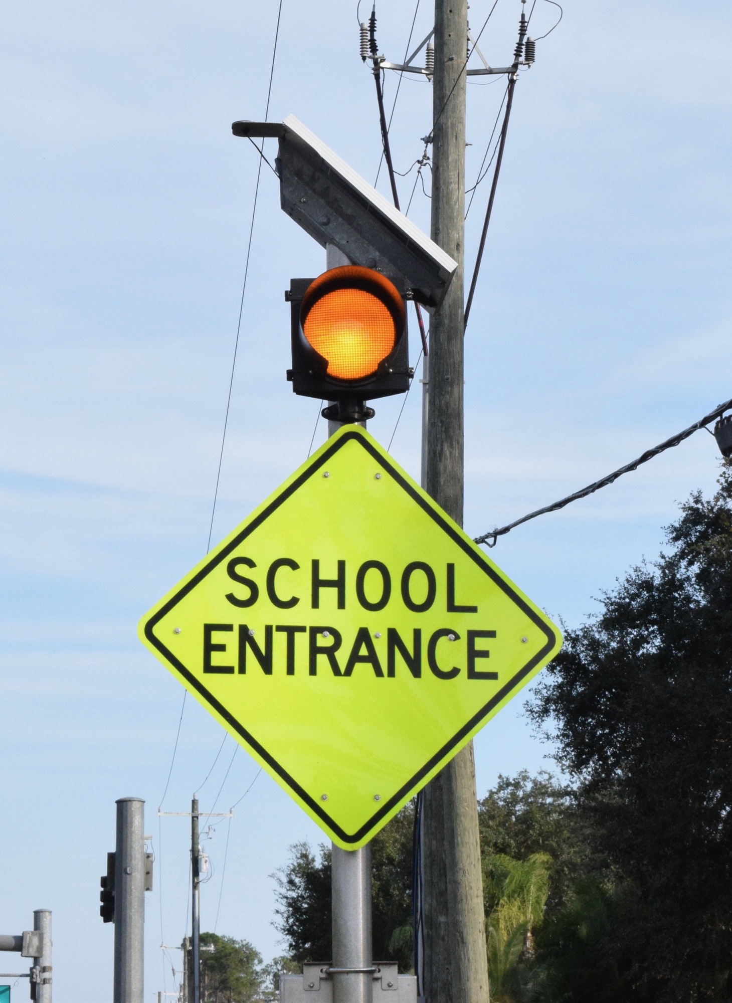 School entrance sign.
